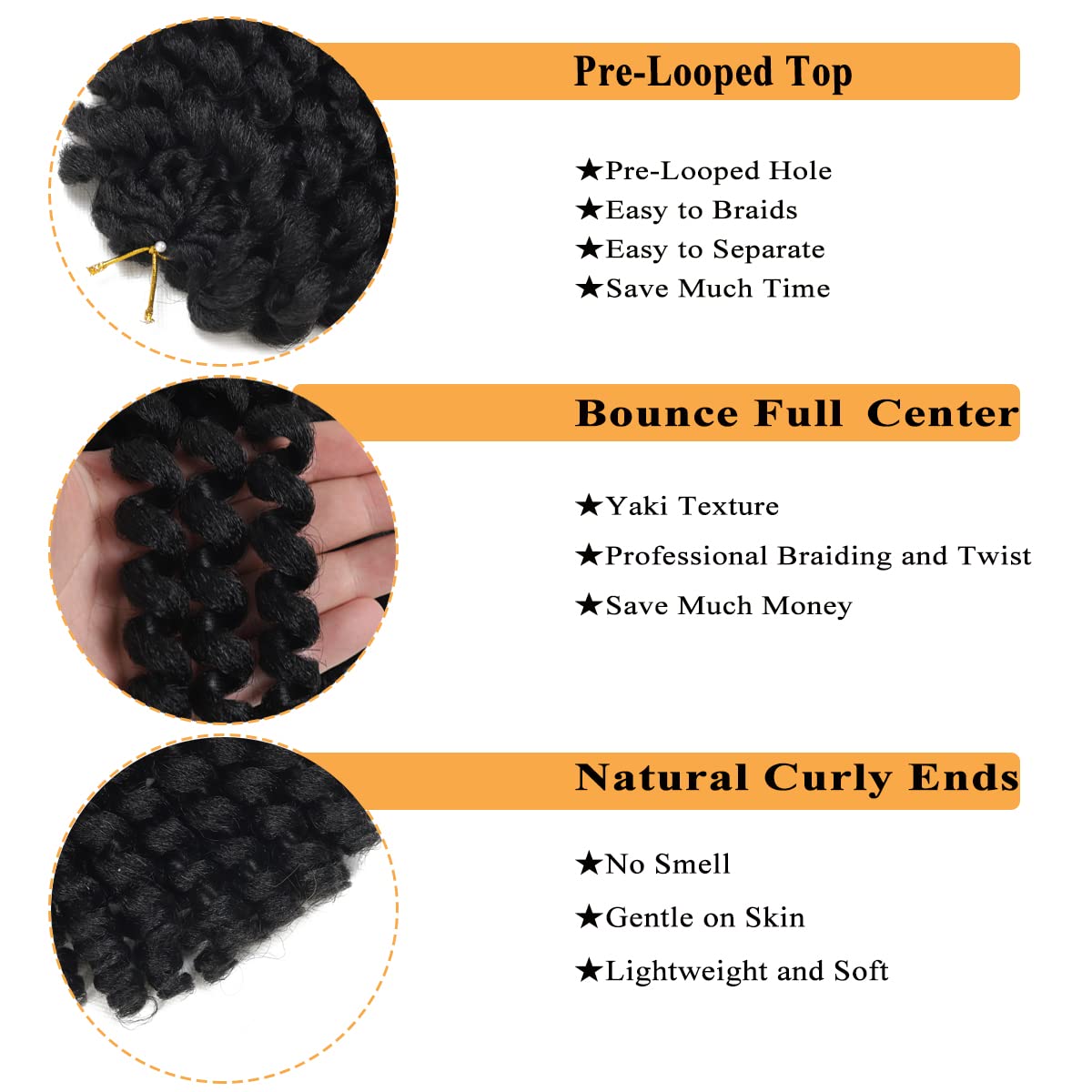 Wand Curl Crochet Hair 12 Inch 5PCS Jamaican Bounce Crochet Hair for Black Women Natural Black Jumpy Wand Curls Crochet Hair Short Curly Crochet Hair Extensions-1B