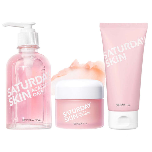 Saturday Skin Cleansing bundle with Melting Balm Gel Cleanser Foam Cleanser Total Makeup Remover and Face Wash