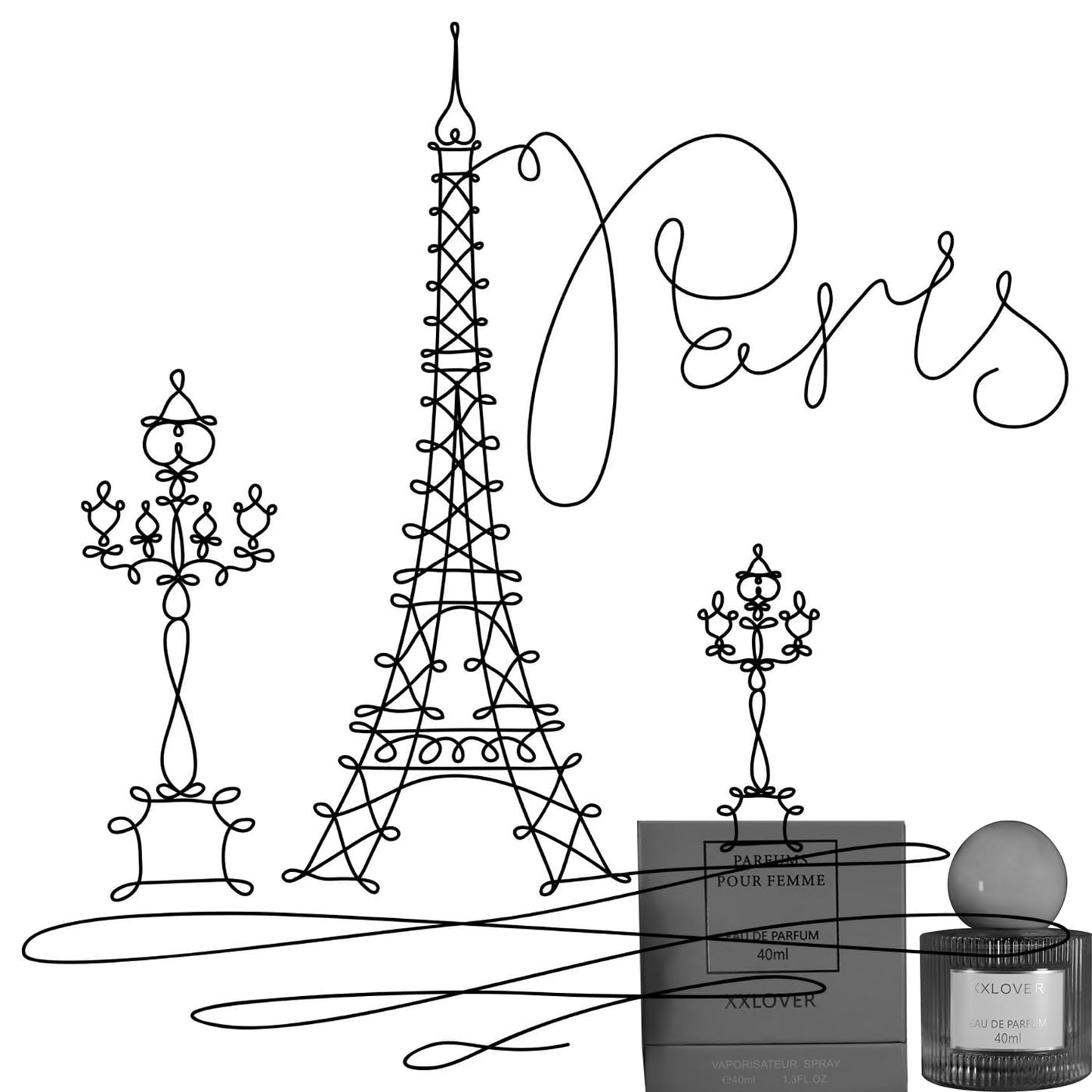 Prgkitcjfh Paris ladies perfume lasting fragrance tenderness Paris ladies perfume 40ml gift box