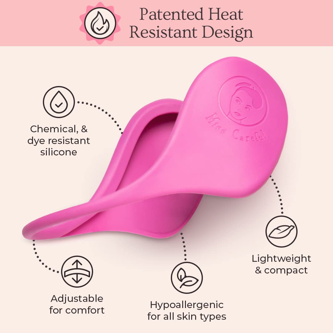 Miss Careful Reusable Silicone Ear Covers for Hair Styling - Pink - Heat Protection, Comfortable Fit, & Durable Ear Shields