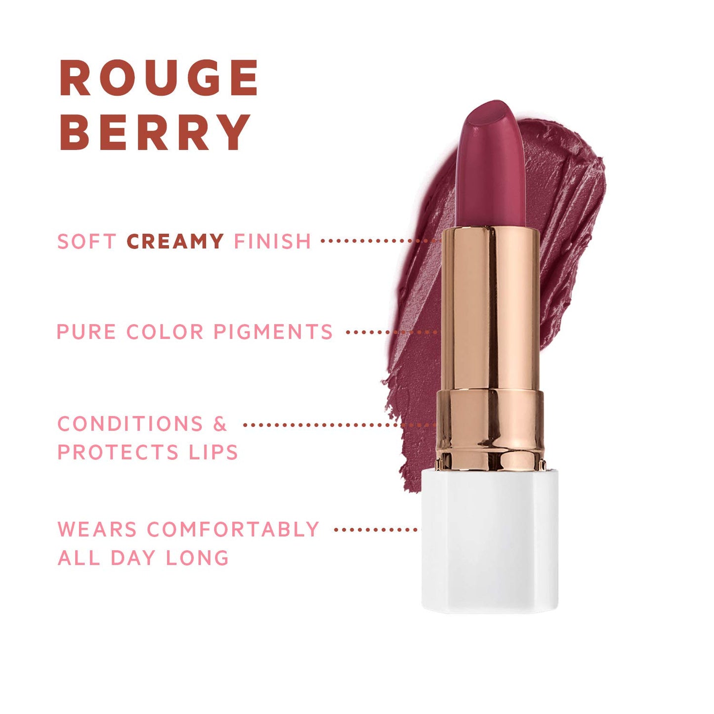 FLOWER BEAUTY Petal Pout Lipstick - Cruelty Free - Nourishing & Highly Pigmented Lip Color with Antioxidants (Rouge Berry - Cream)