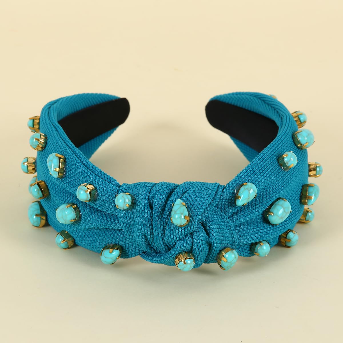 FEDANS Women Knotted Headband Crystal Turquoise Embellished Mixed Top Blue Hairband Rhinestone Hair accessories for Girls