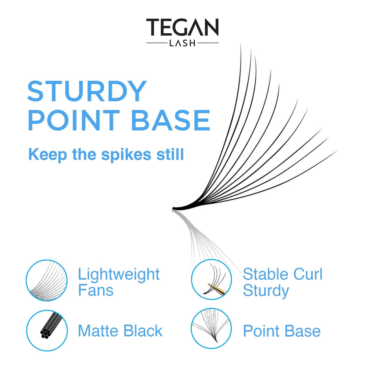 TEGAN LASH 500 Promade Fans Volume Eyelash Extensions, Handmade Loose False Eyelashes, From 3D - 16D, 0.03/0.05/0.07 Thickness, C/CC/D Curl, 9-15mm Length, Pestanas Pelo A Pelo (5D-0.07-C-9)