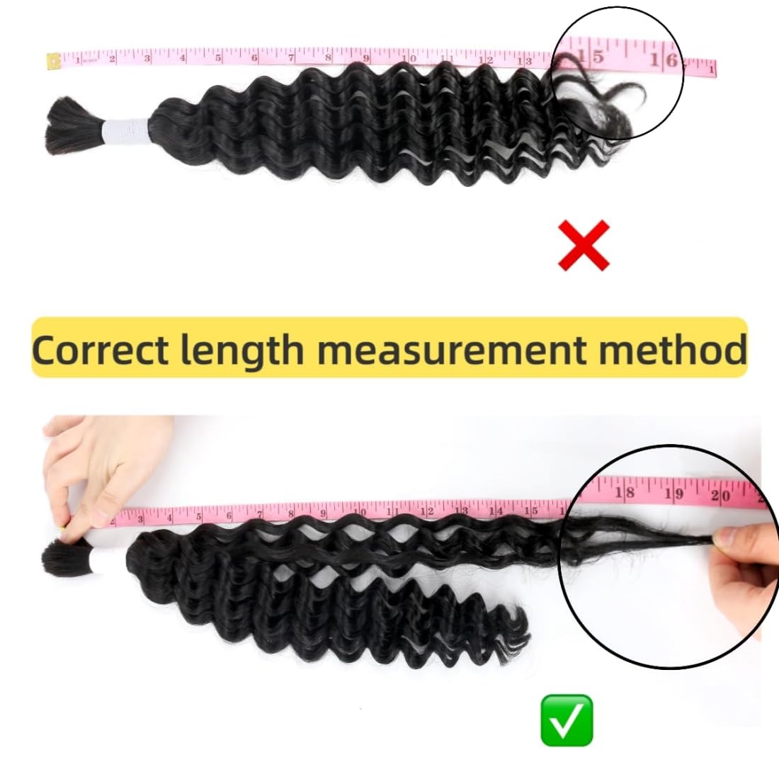 Human Braiding Hair Deep Wave Bulk Human Hair 20 Inch for Boho Braids Hair Extensions No Weft Brazilian Human Hair 2 Bundle Wet and Wavy Human Hair Braiding Hair Natural Black (1Pack-2 Bundle-100g)