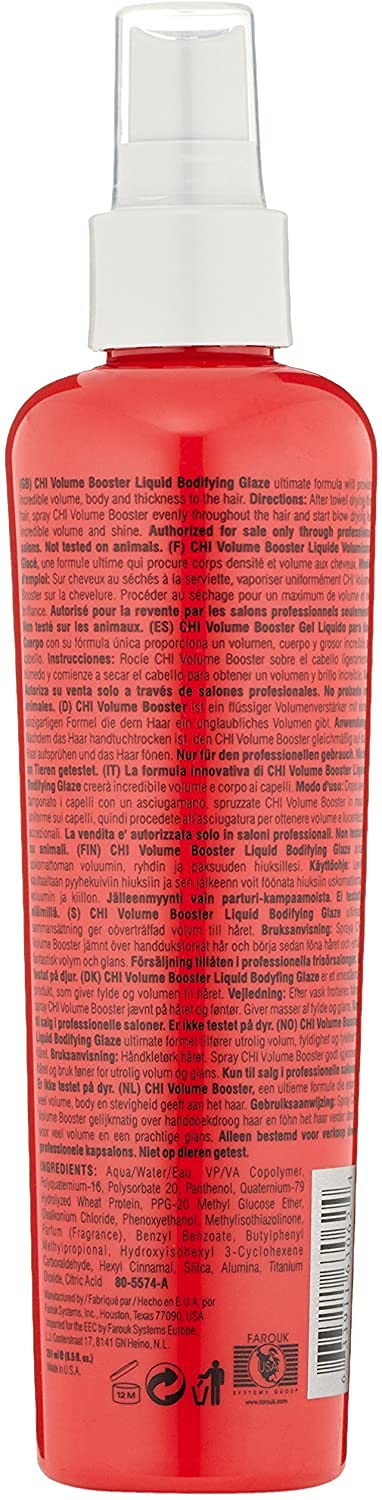 CHI Shine Infusion Hair shine spray, 5.3 Oz & Volume Booster Liquid Bodifying Glaze,8 FL Oz