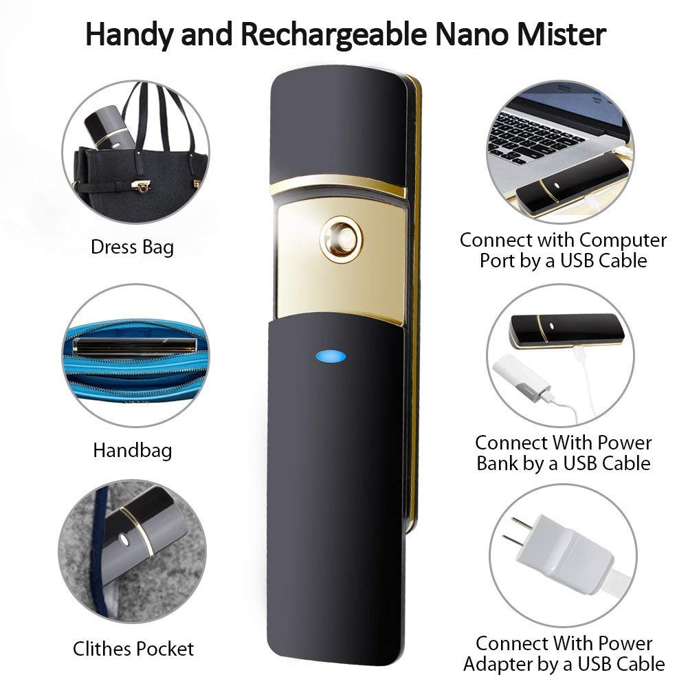 Kingsmile Exquisite Face Mister, Portable Nano Mist Sprayer, Facial Mister, Cool Face Moisturizing, Handy Hydrating Nano Mister for Lash Extensions, Skin Hydration Refreshing, Easy to Use and Carry