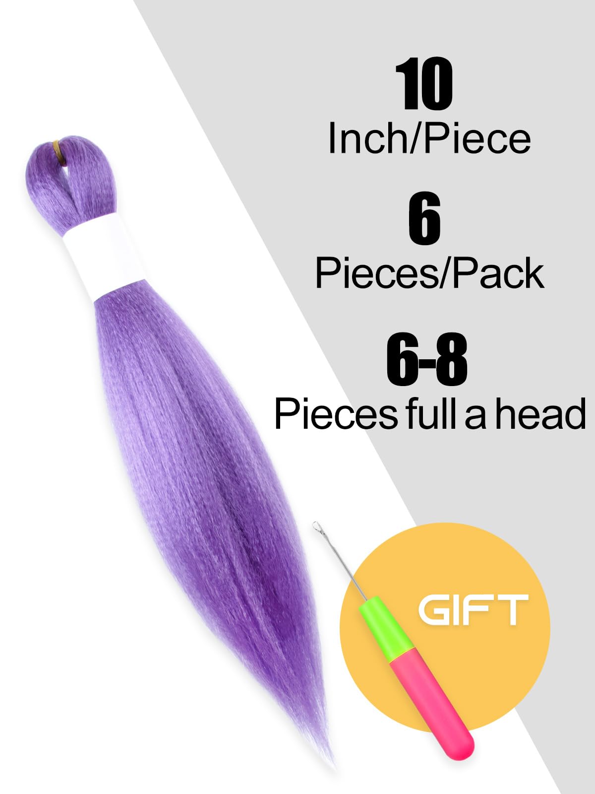 KAVSORAPI Light Purple Braiding Hair 10 Inch Pre Stretched Hair Colored Short Straight Crochet Braids Yaki Texture Synthetic Fiber 6 Packs (Light Purple)