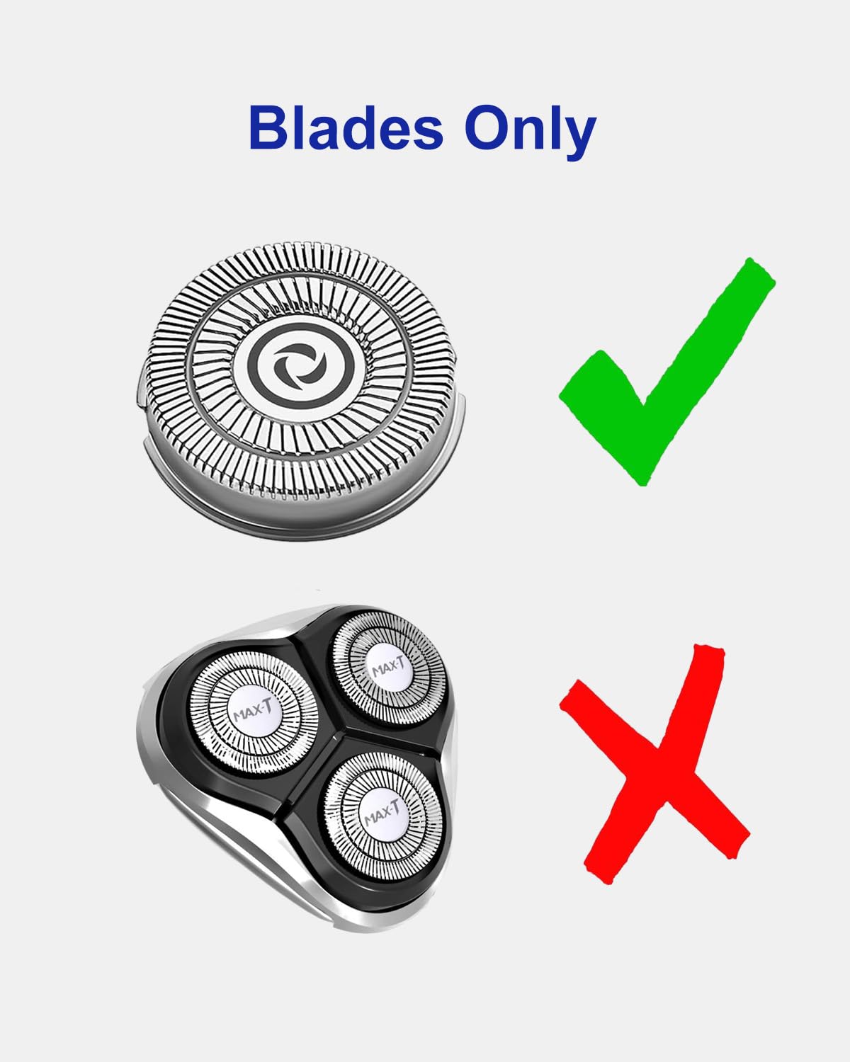 Electric Shaver Replacement Blades Compatible with MAX-T Men Electric Razor RMS7109 RMS8101, 6 Replacement Blades(Blades Only), 2 Cleaning Brush