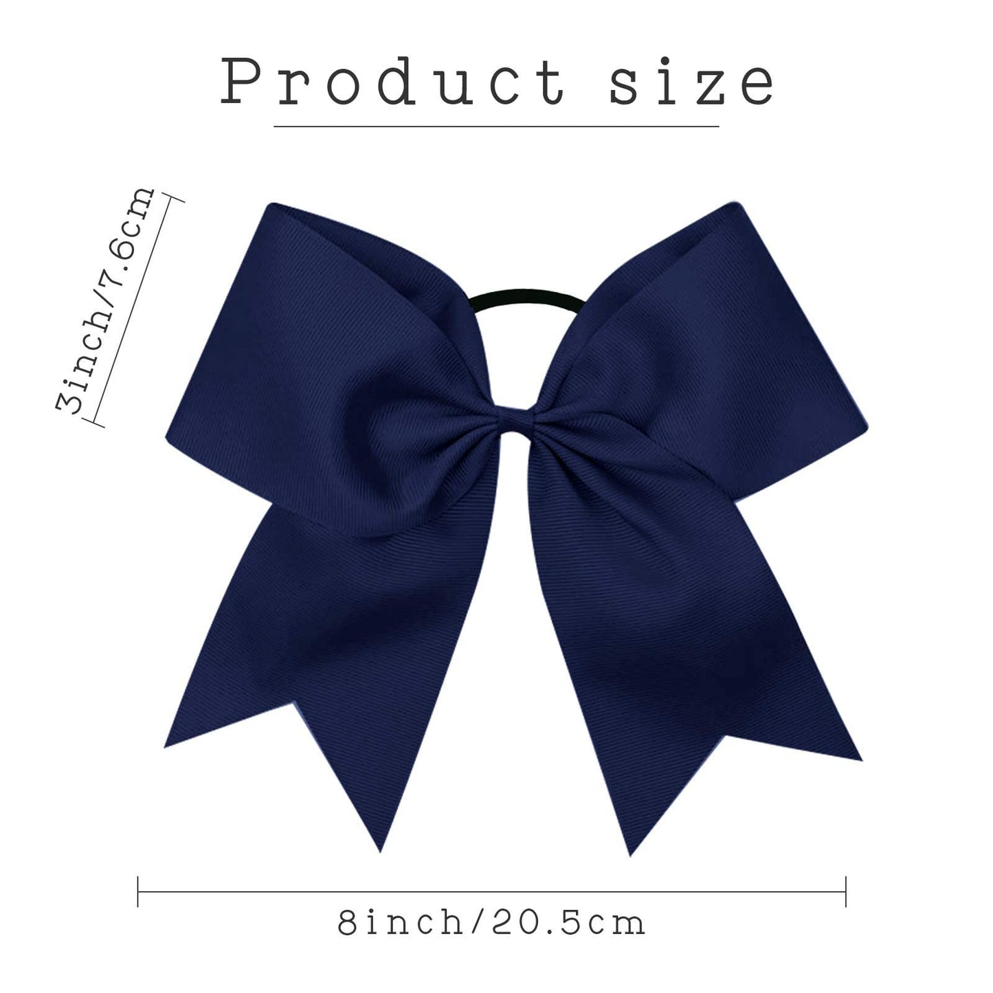 Oaoleer 21PCS 8" Large Cheer Bows Navy Bows Jumbo Cheerleader Bow with Ponytail Holder Elastic Band Handmade for Cheerleading Teen Girls College Sports