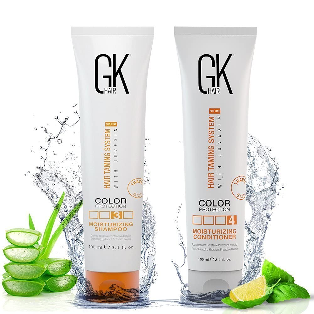 GK HAIR Global Keratin Moisturizing Shampoo and Conditioner 100ml Set | Leave in Conditioner Cream 130ml | Argon Oil Hair Serum 50ml For Frizz Control