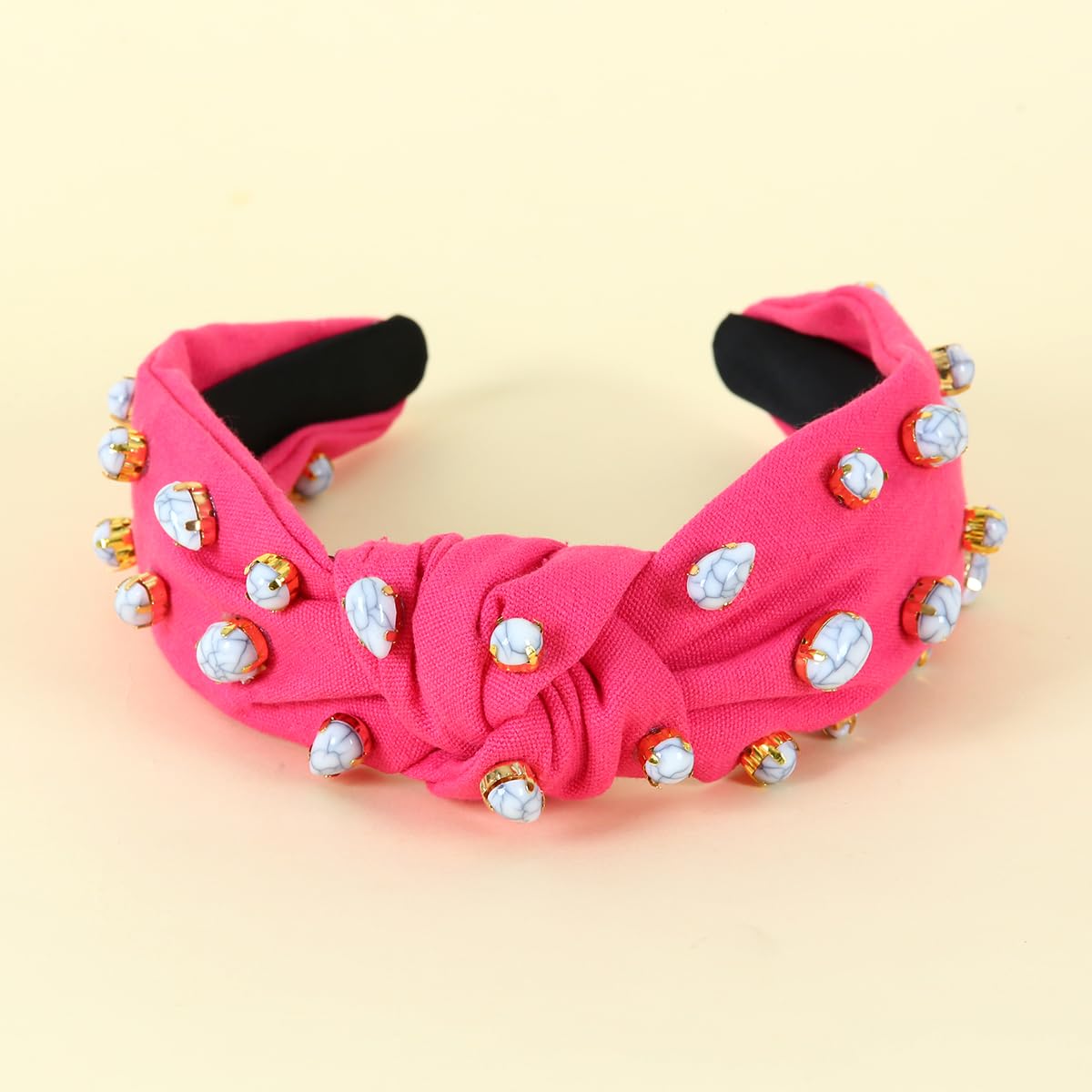 FEDANS Knotted Crystal Headband for women Turquoise Embellished Pink Hairband Rhinestone Hair Accessories for Girls