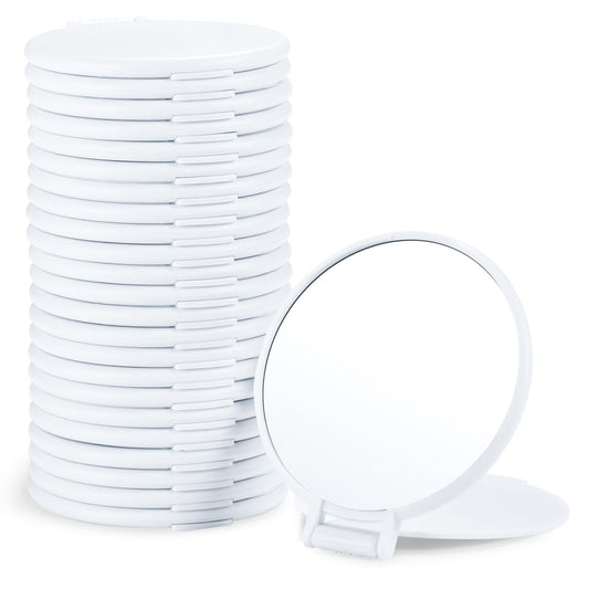 Qislee Compact Mirror Bulk, Round Makeup Mirror for Purse, Set of 24 (White)