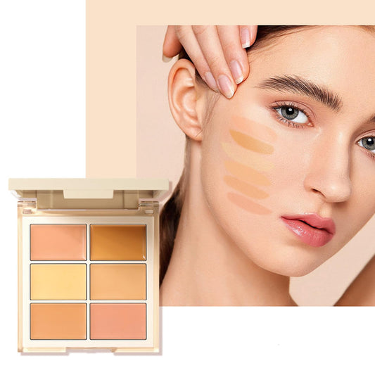 MAEPEOR Face Conceal Contour Palette 6 Colors Full Coverage and Lightweight Concealer Contour Palette Waterproof Long Lasting Contour Palette (Color 02)