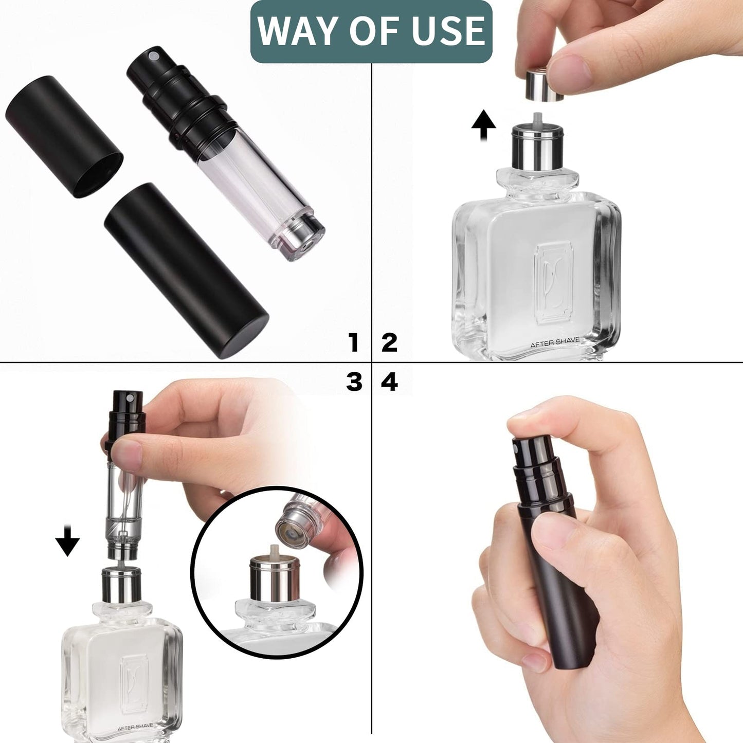 WHOHAO 2PCS Perfume Atomizer Bottle(5ML), Refillable Portable Mini Perfume Atomizer for Travel, Leakproof Pump Perfume Spray Bottle Atomizer for Man and Woman (Grey+Pink)