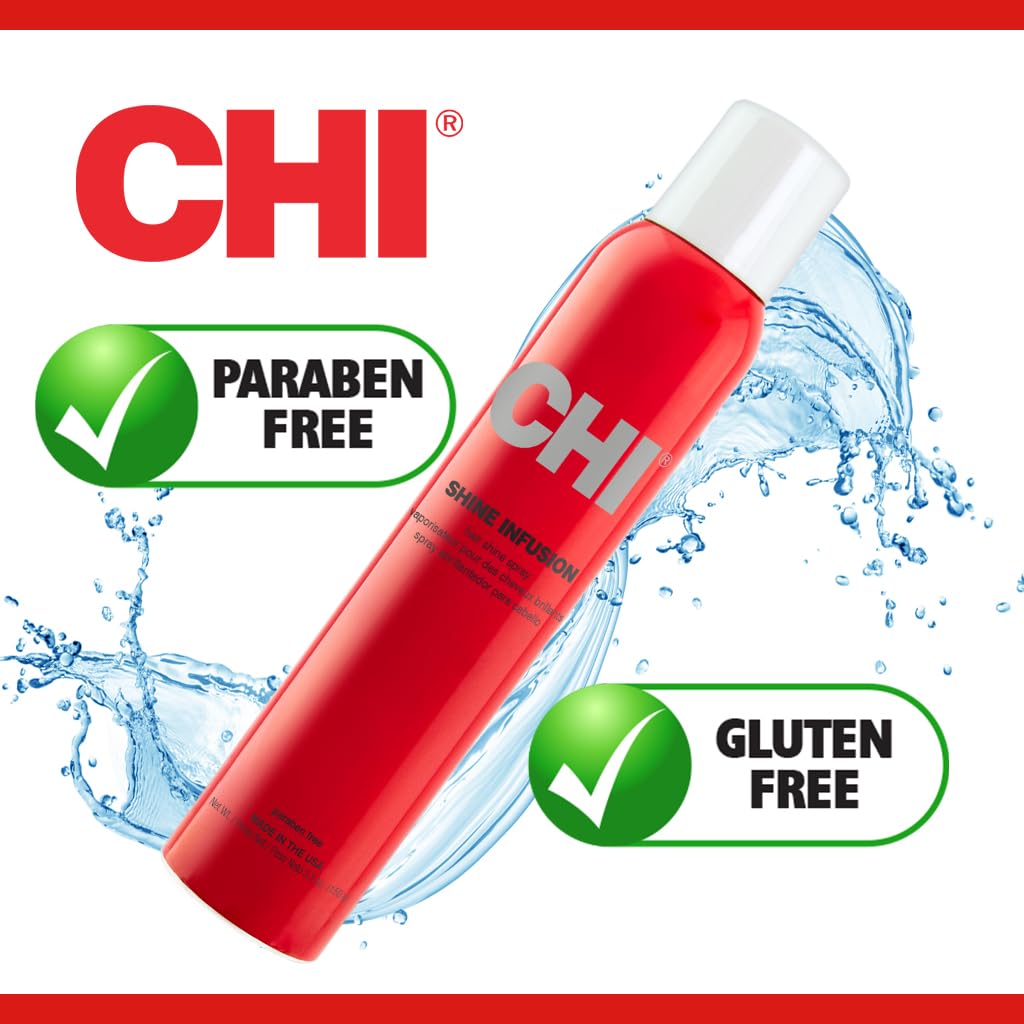 CHI Shine Infusion Hair shine spray, 5.3 Oz & Volume Booster Liquid Bodifying Glaze,8 FL Oz