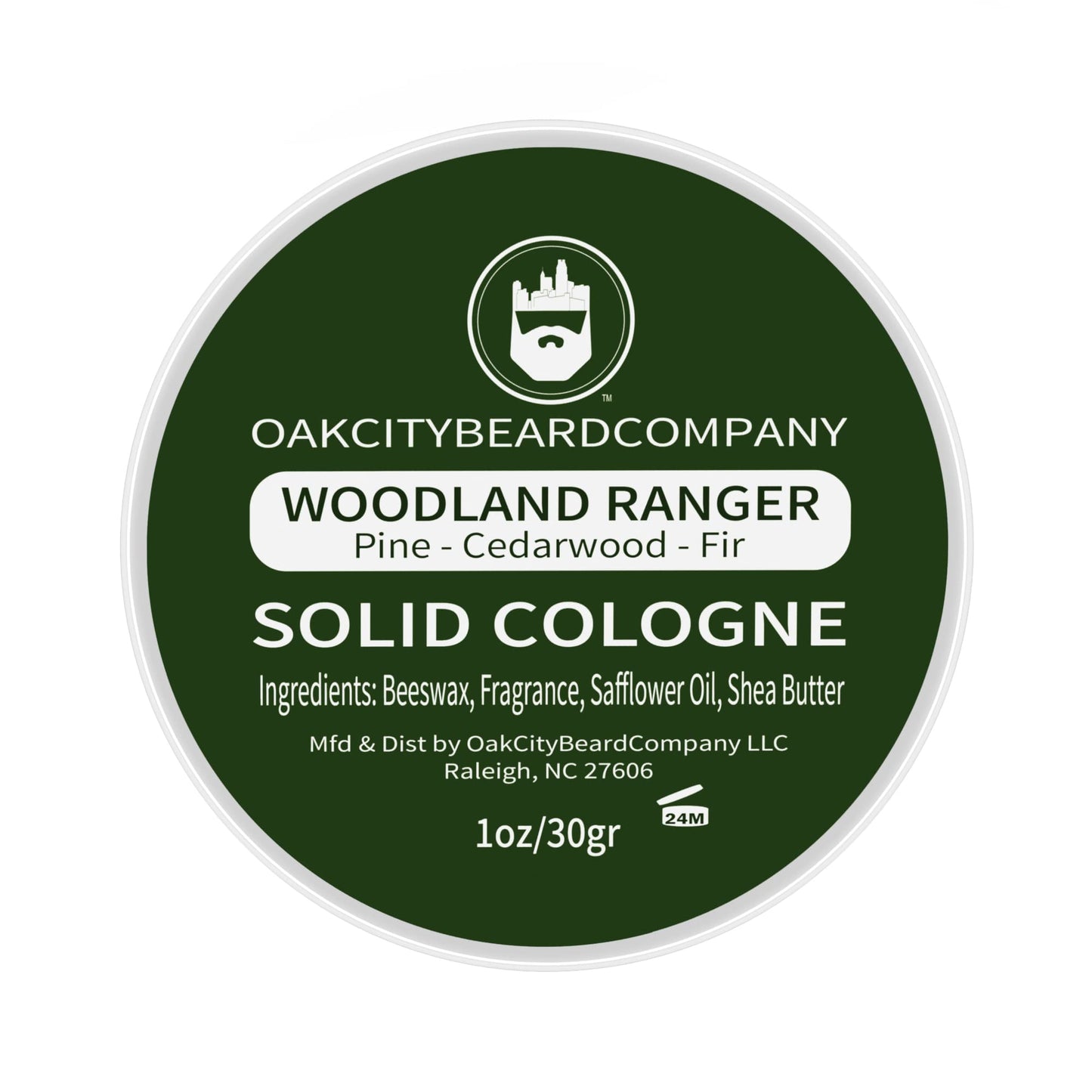 Oak City Beard Company - Woodland Ranger - Solid Cologne - 1 Ounce - Pine - Cedarwood - Fir