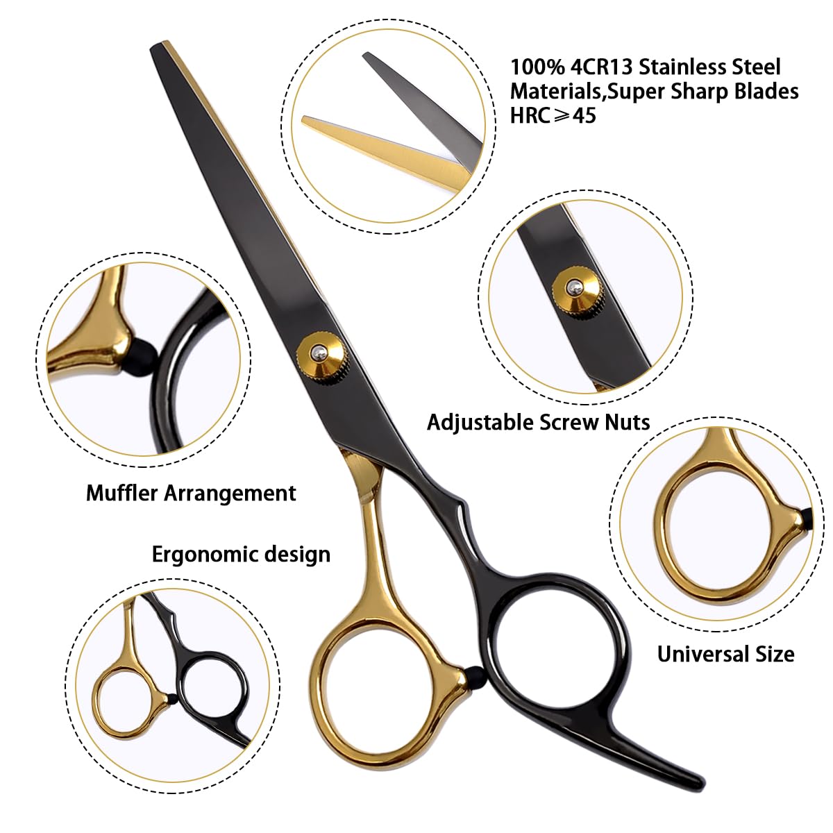 8 PCS Hair Cutting Scissors Kit,Black Blue Professional Home Hair Cutting Barber/Salon Thinning Shears,Hair Cutting Shears Hair Cut Blending Salon Scissor for Men Women Pet