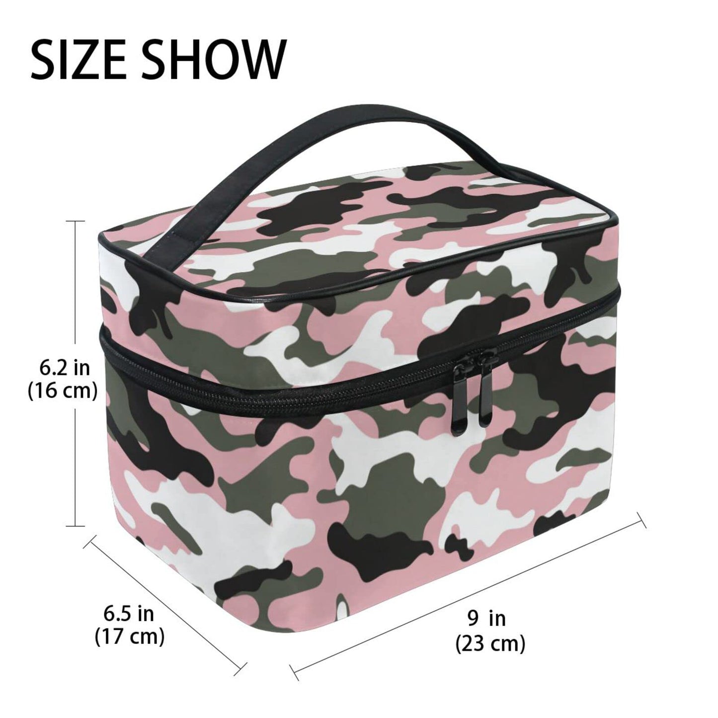 ZOEO Makeup Train Case Classic Camo Pink Grey Fish Light Summer Gold Korean Carrying Portable Zip Travel Cosmetic Brush Bag Organizer Large for Girls Women