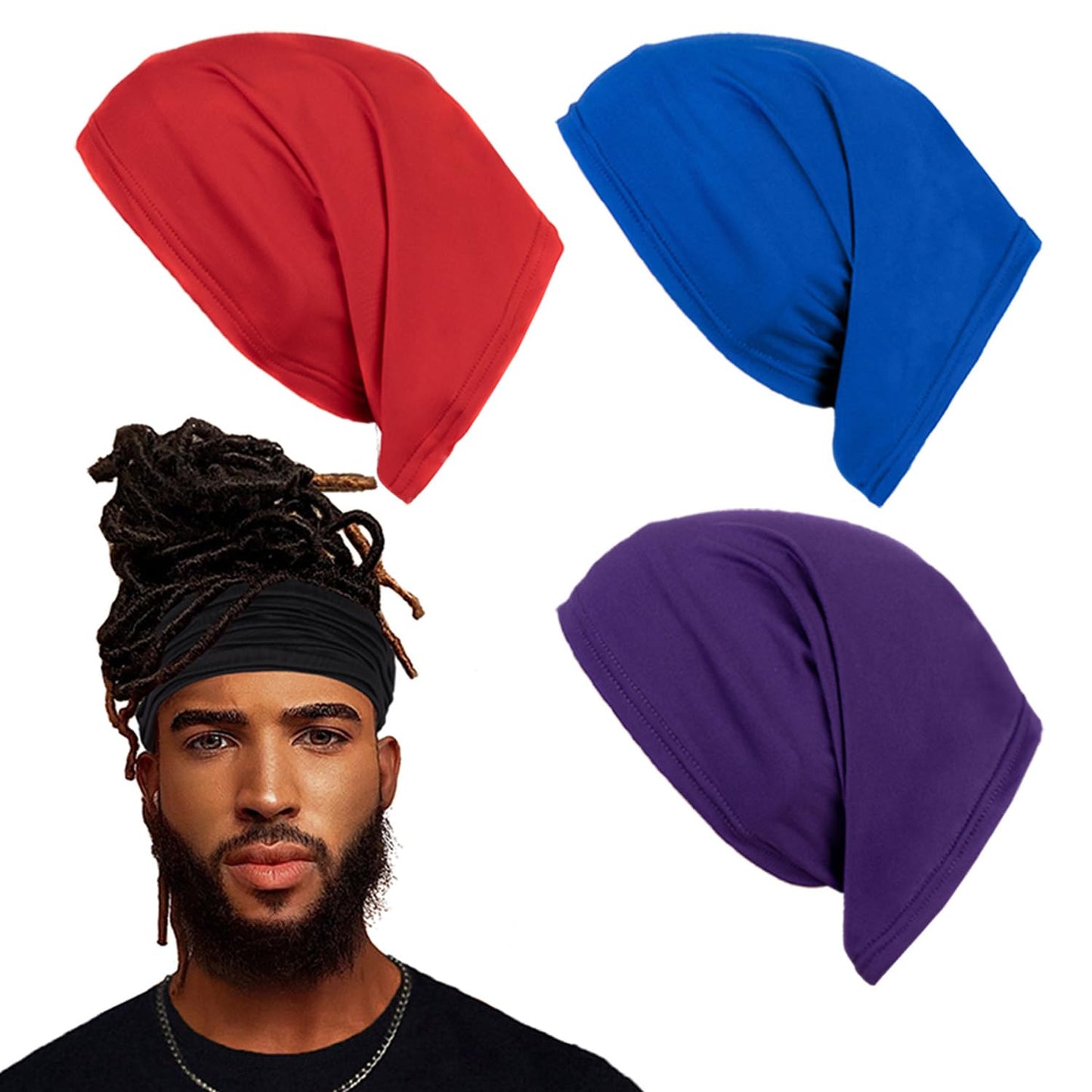 Leeven Sleep Shower Cap 4 Pcs Mens Bonnet Long Hair Dread Loc Cap Long Braid Cap Elastic Dreadlock Tube Loc Socks For Dreads For Women