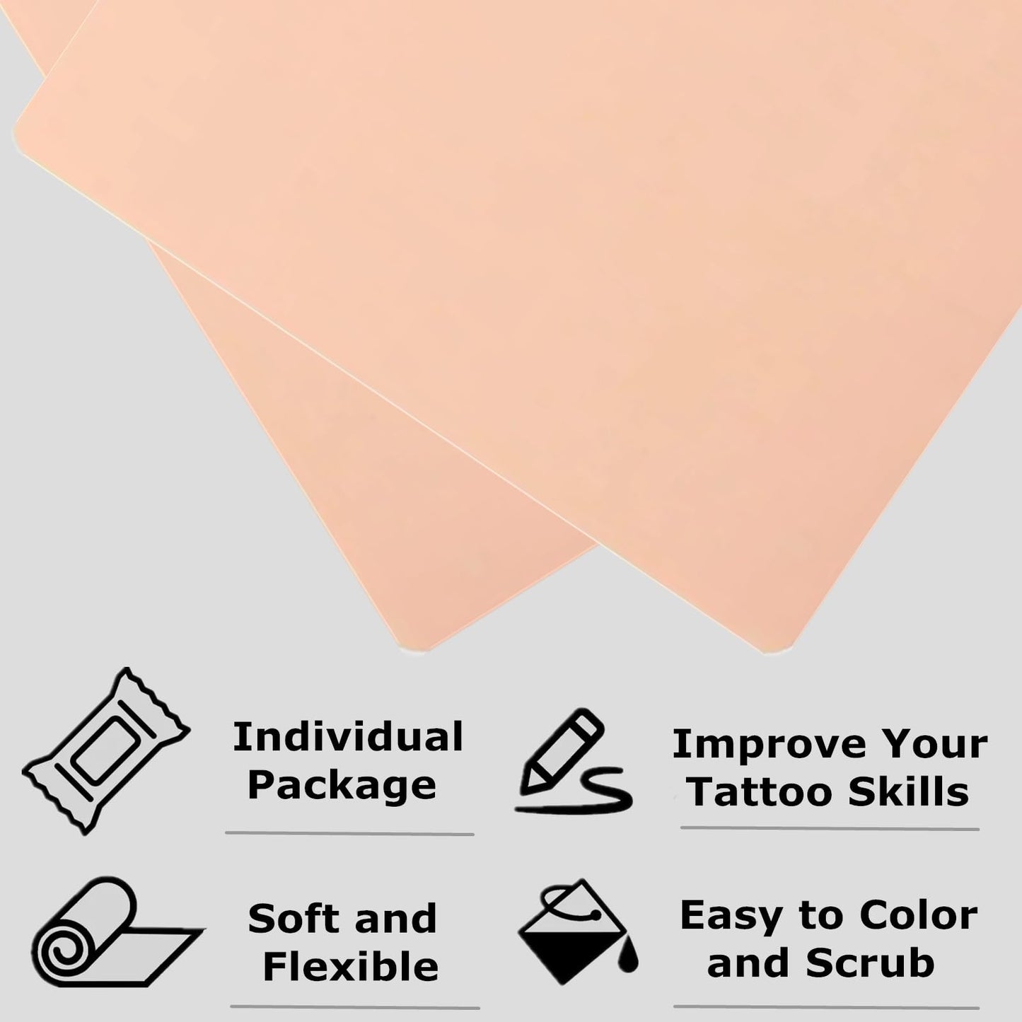 3mm Tattoo Skin Practice Kit - Yuelong 8Pcs Tattoo Fake Skin and 10Pcs Transfer Paper Kit Silicone Thick Practice Skins Double Sided and Tattoo Stencil Paper for Beginners and Experienced Artists