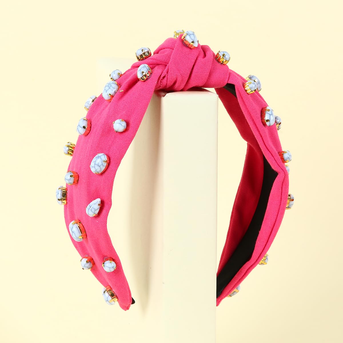 FEDANS Knotted Crystal Headband for women Turquoise Embellished Pink Hairband Rhinestone Hair Accessories for Girls