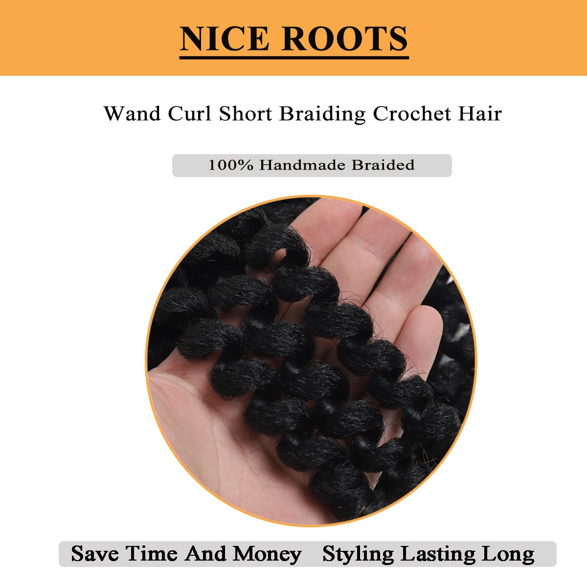 Wand Curl Crochet Hair 12 Inch 5PCS Jamaican Bounce Crochet Hair for Black Women Natural Black Jumpy Wand Curls Crochet Hair Short Curly Crochet Hair Extensions-1B