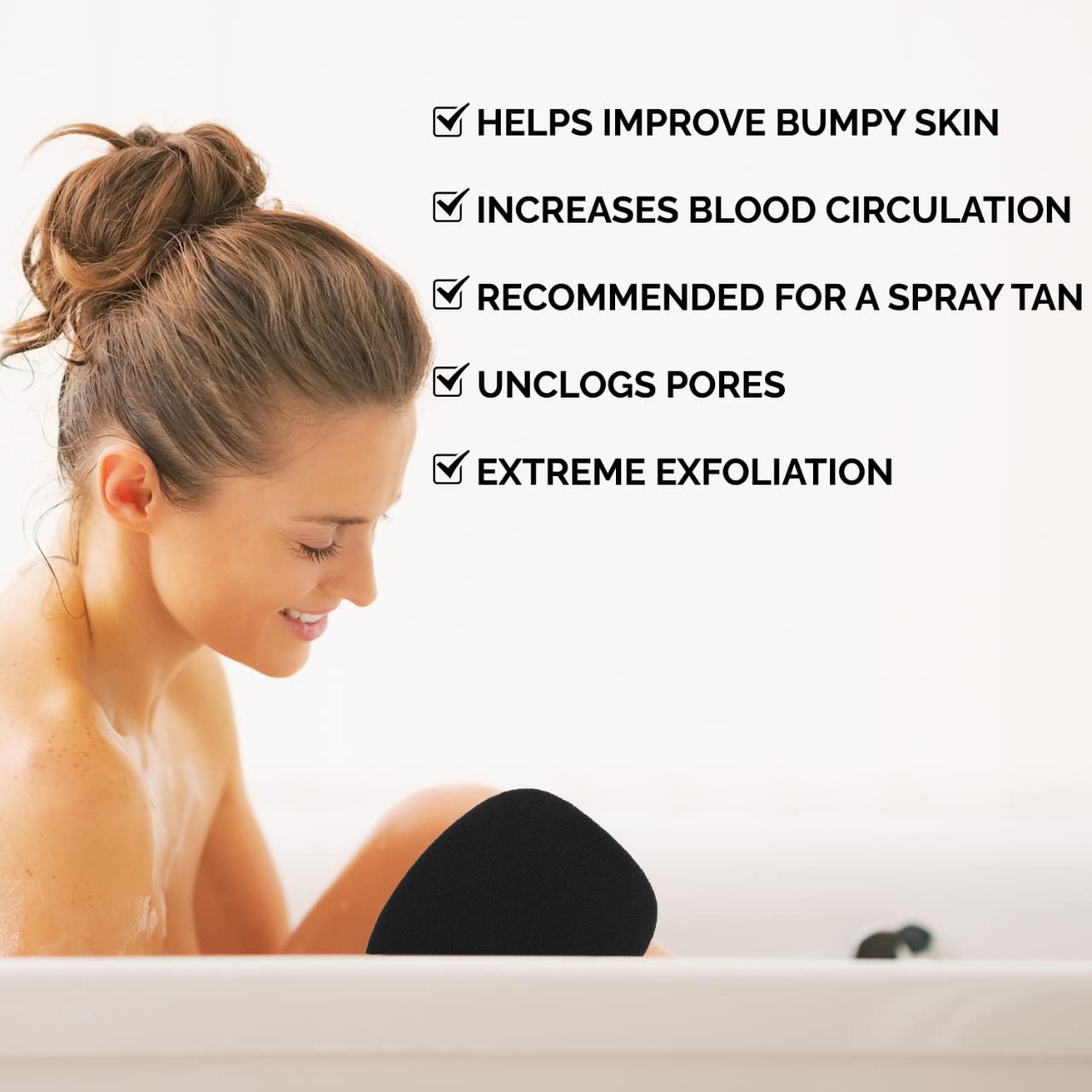 Clarial Exfoliating Body Scrub for Bath & Shower Use - Face Scrubber & Body Exfoliator for Dead Skin Remover - Korean Exfoliating Glove Shower Scrub for Men and Women - Single Black