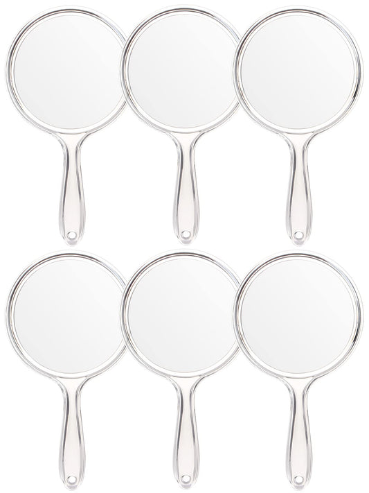 OMIRO Hand Mirror, Double-Sided Handheld Mirror 1X/3X Magnifying Mirror with Handle, Set of 6 (Clear)