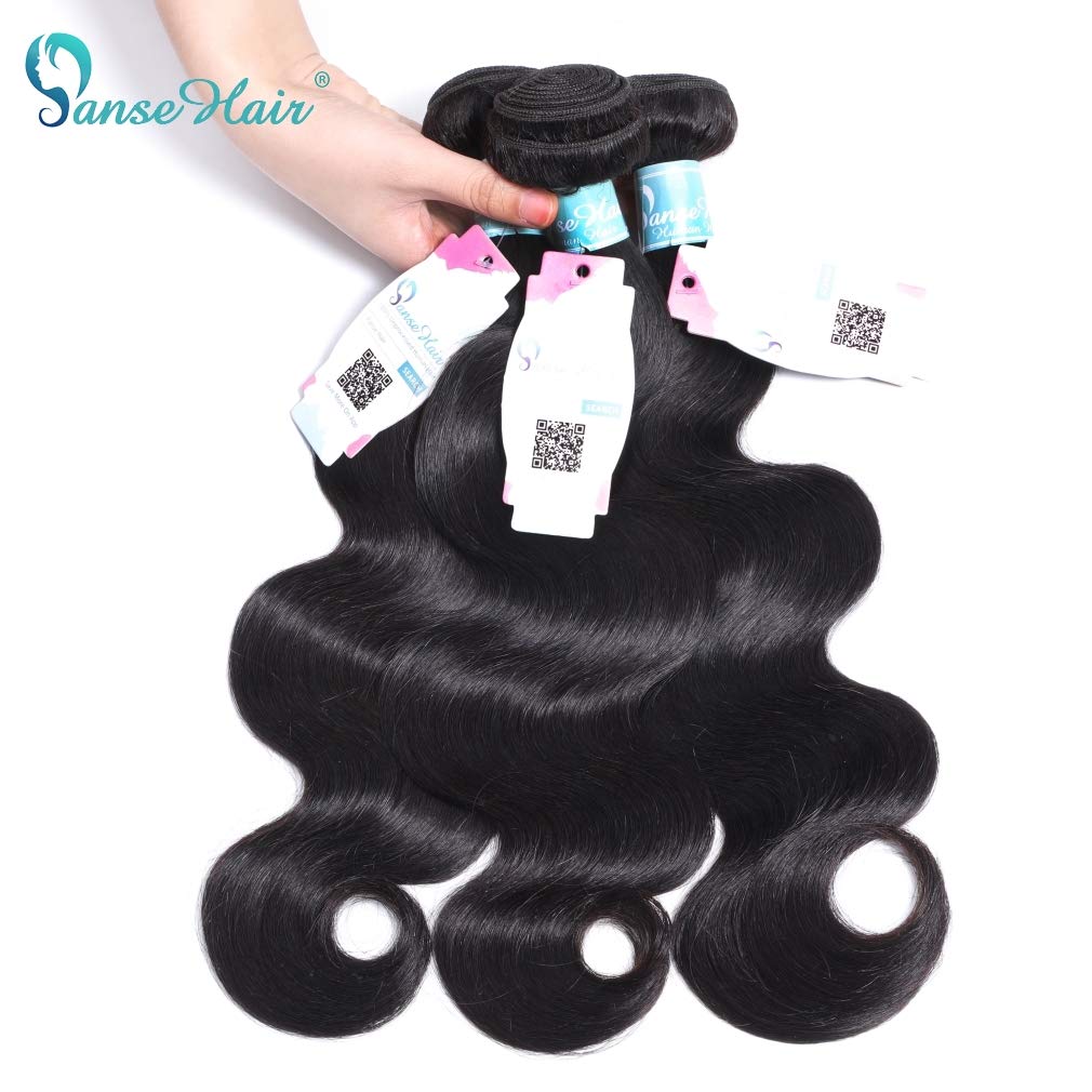 Panse Hair Body Wave Bundles Human Hair 3 Bundles (10 12 14 inches) 10A Brazilian Virgin Human Hair Body Wave Bundles Natural Color 100% Unprocessed Brazilian Human Hair Weave Extensions