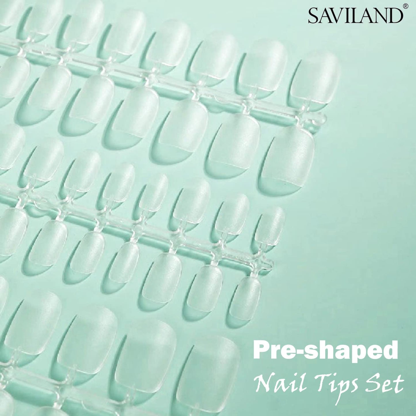 SAVILAND Short Nail Tips – Pre-File Soft Nail Gel Tips Matte Gel X Nails 15 Sizes Natural Nail Tips 360pcs Full Cover No Need Base Gel French Nails Easy to DIY Nail Art Nail Extension DIY Home Gift