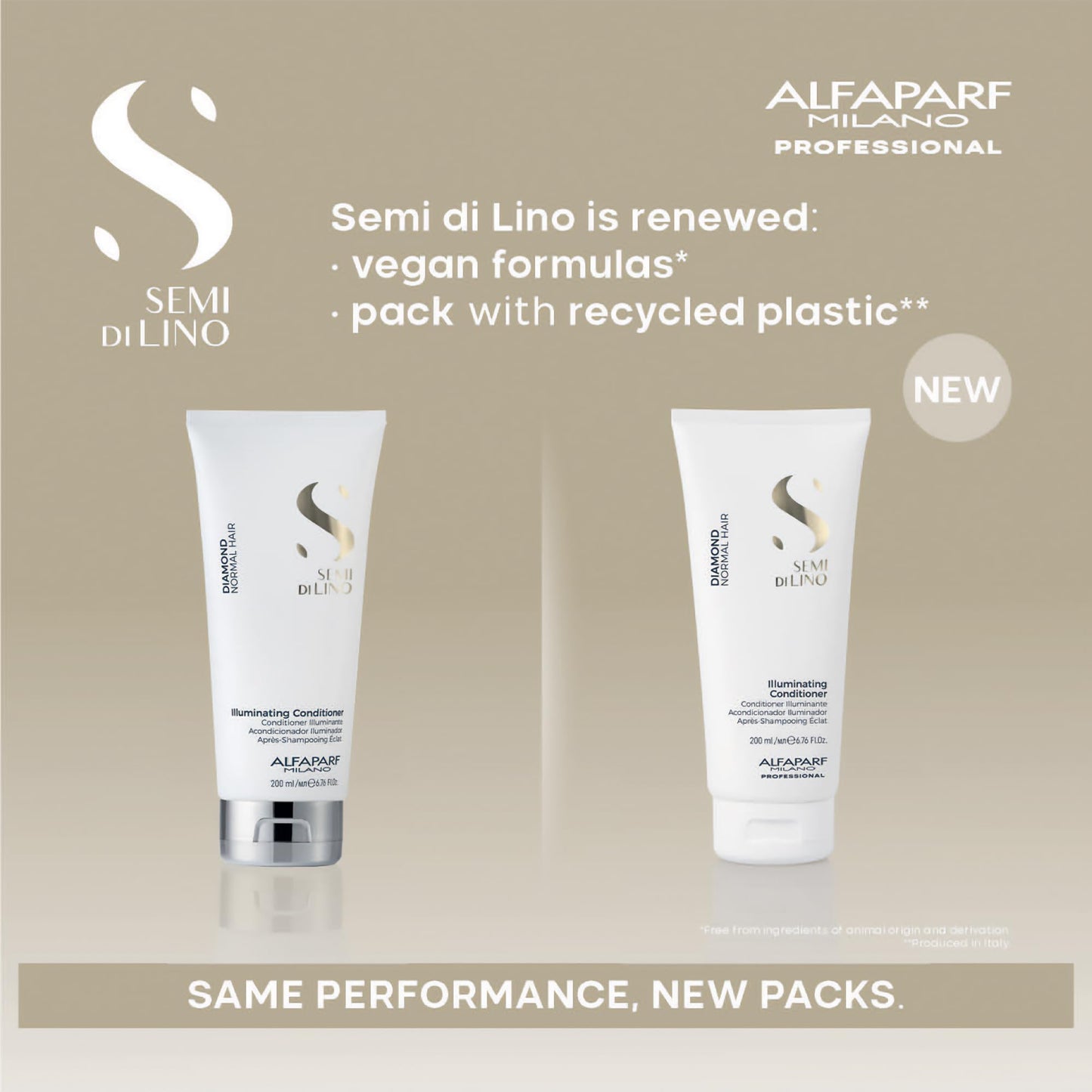 ALFAPARF MILANO Semi Di Lino Diamond Illuminating Shampoo (8.45 oz) + Conditioner (6.76 oz) - for Color Treated Hair - Sulfate & Paraben Free - Professional Salon Quality