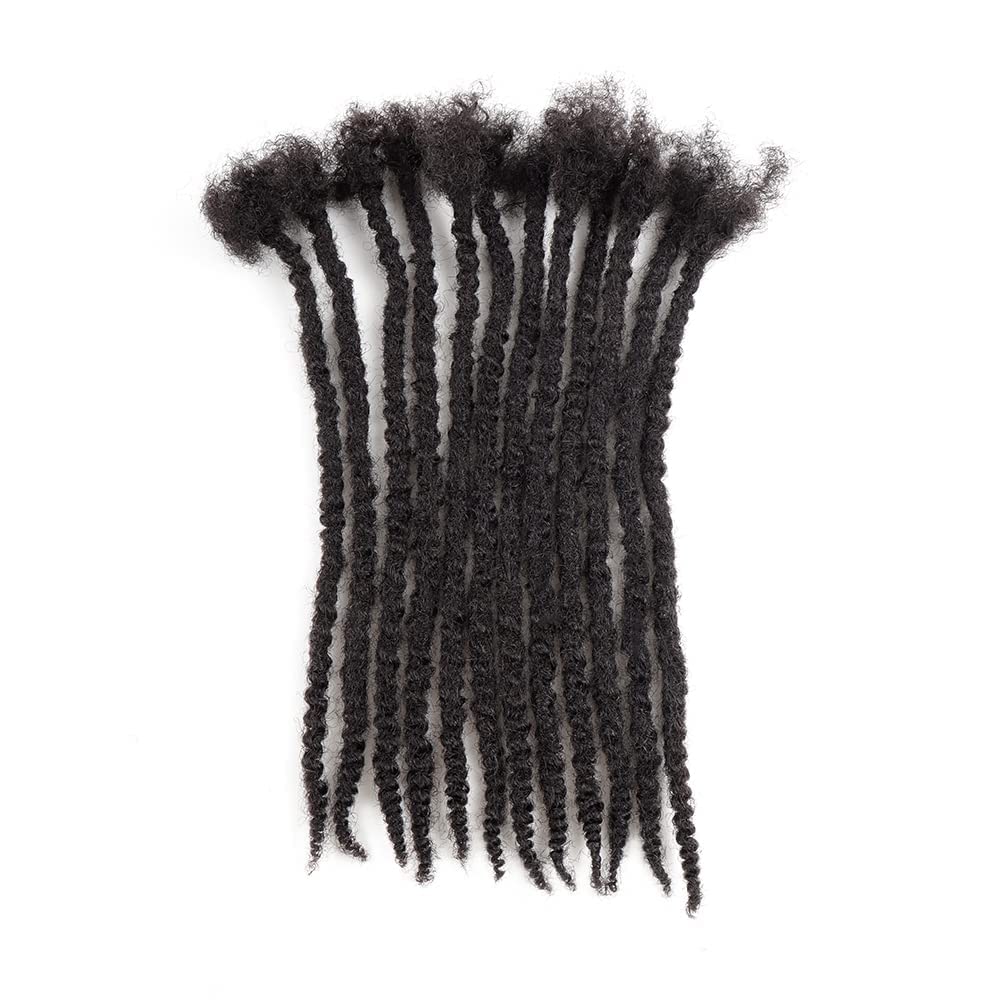 Orientdreads Human Textured Loc Extensions 0.4cm Loc Extension Human Hair,Natural Curly Hair,Full Handmade (8in 0.4cm 20 strands),Natural black)