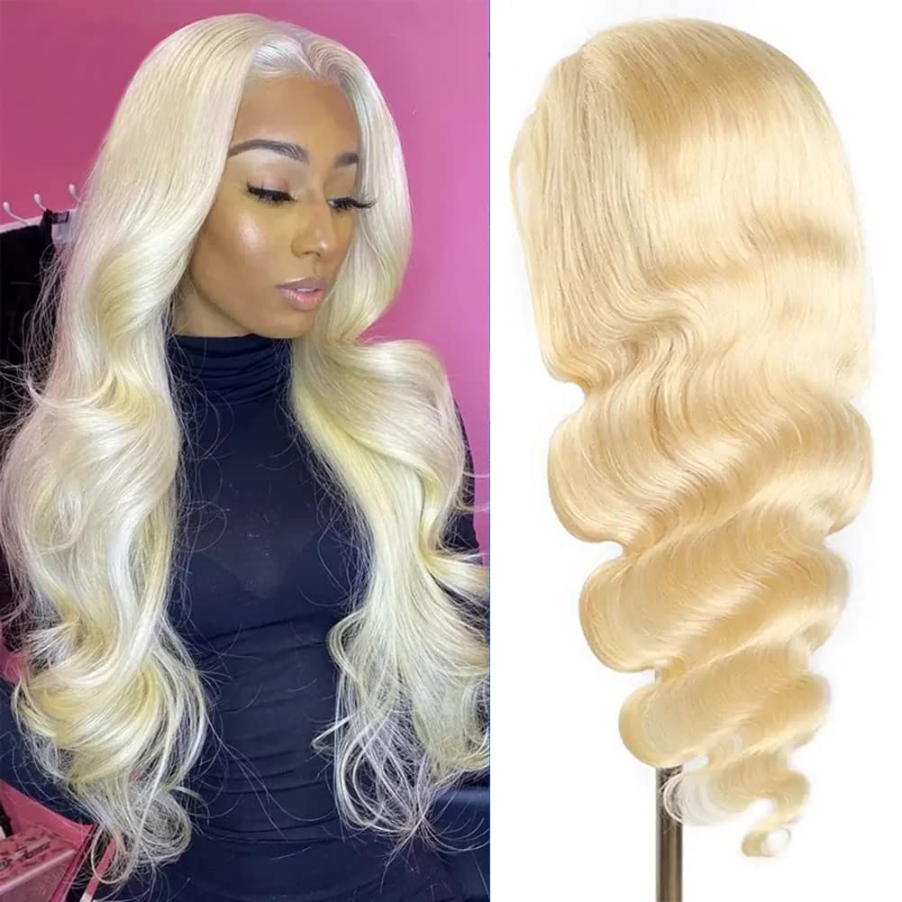 ARIETIS Blonde Body Wave HD Lace Front Wigs Human Hair for Black Women Body Wave 613 Human Hair Wigs Wear and Go 180% Density Pre Plucked with Baby Hair Glueless T-Part Lace Front Wigs 18 Inch