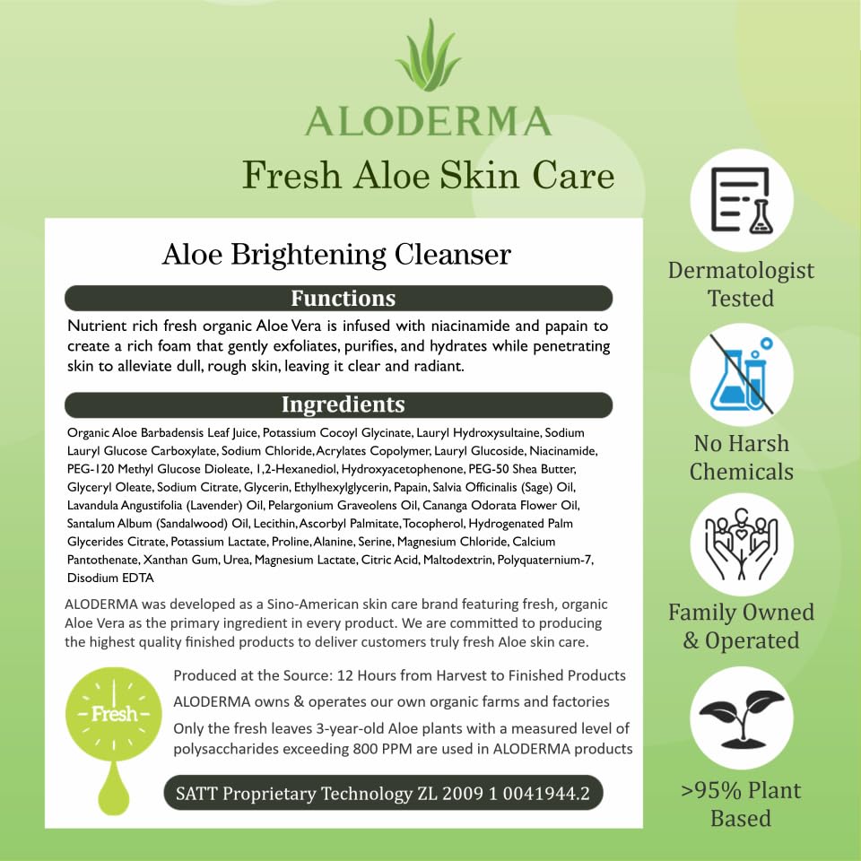 Aloderma Firming & Nourishing Facial Wash Made with Organic Aloe Vera - Moisturizing Face Wash for Dry, Aging Skin, Replenishing Aloe Vera Facial Cleanser for Women & Men - Hydrate, Rejuvenate, 4.2oz