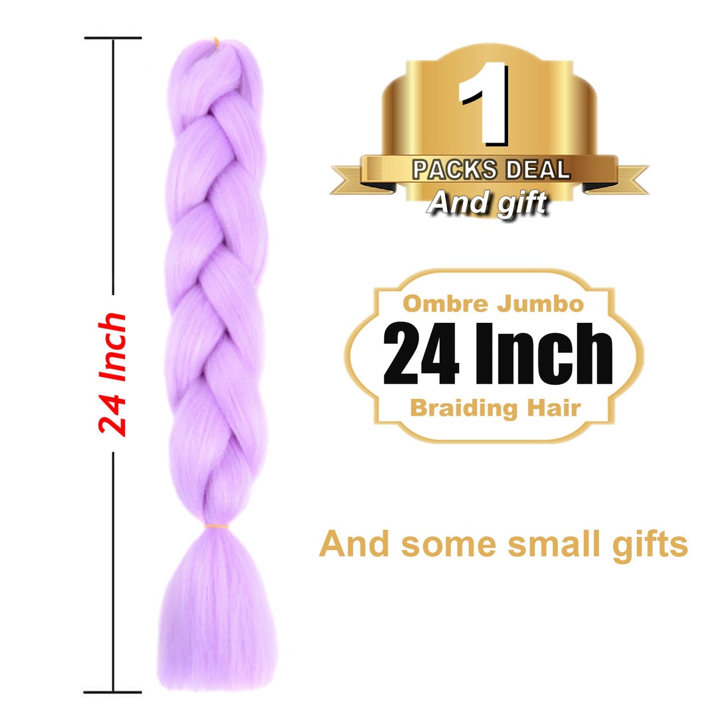 TENGSHUO FLY Ombre Braiding Hair Extensions for Women 1 Pack/24 Inch Braiding Hair Fiber Crochet Hair for Box Braids Senegal Twist Hair Extensions(24" (Pack of 1),Light Purple/A36)