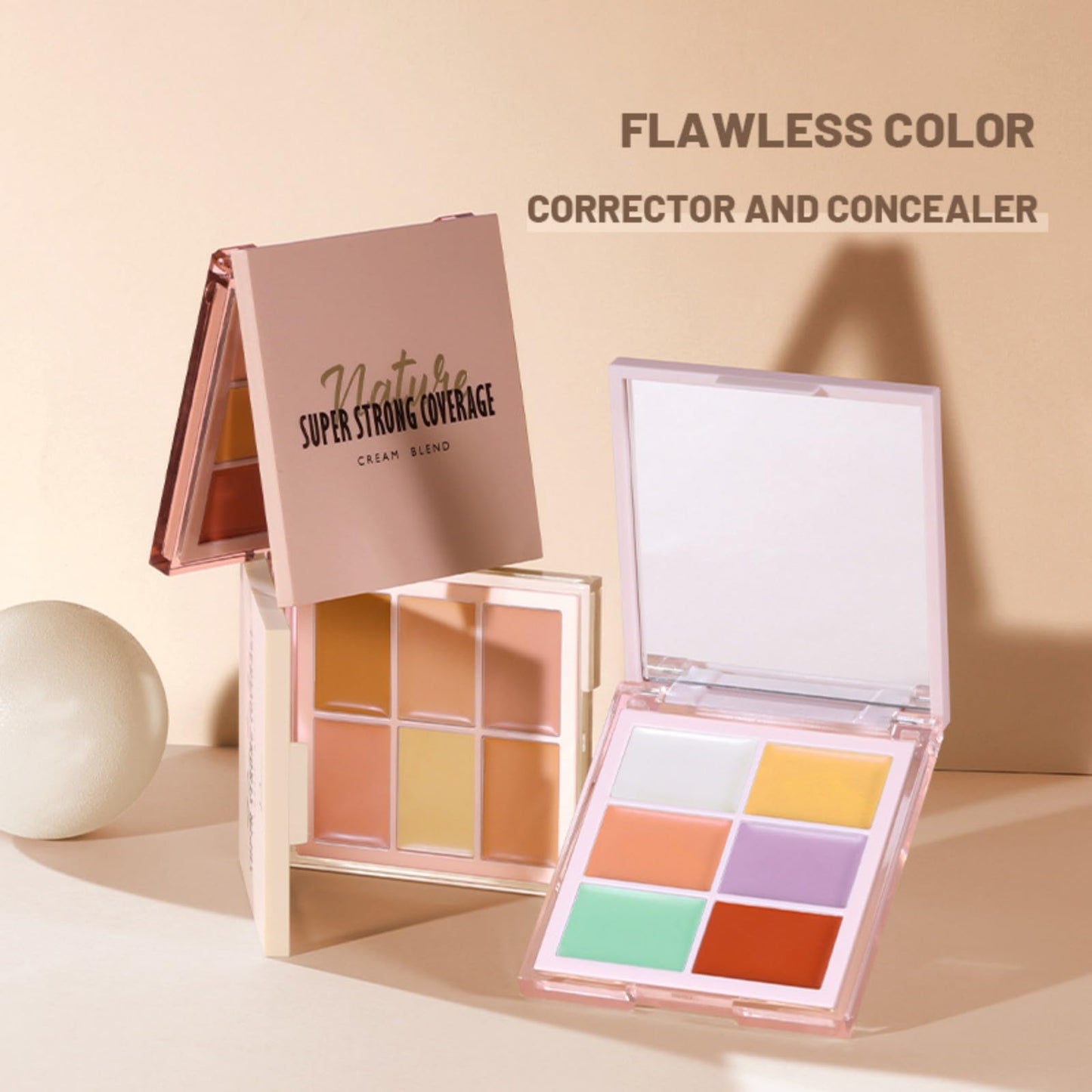 MAEPEOR Face Conceal Contour Palette 6 Colors Full Coverage and Lightweight Concealer Contour Palette Waterproof Long Lasting Contour Palette (Color 02)