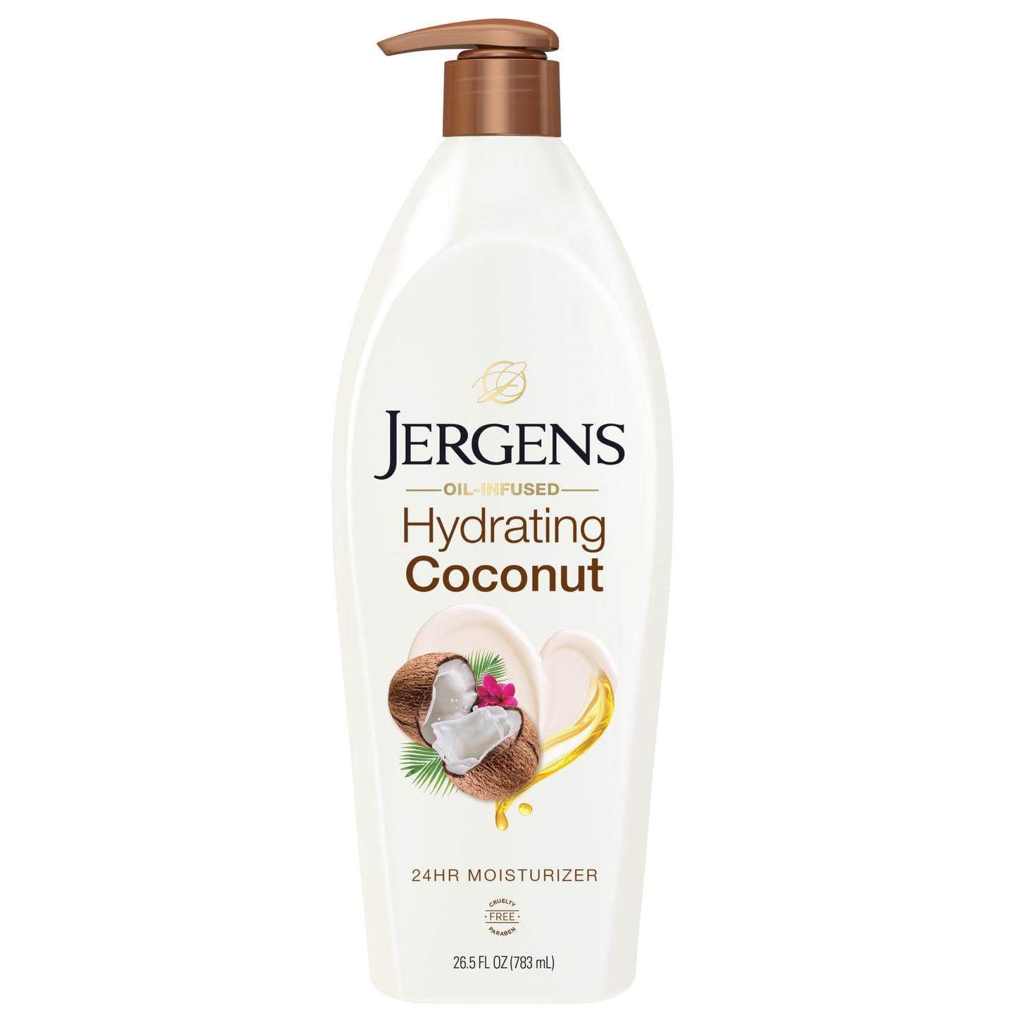 Jergens Hydrating Coconut Body Moisturizer, Infused with Coconut Oil, Dermatologist Tested, Hand and Body Lotion for Dry Skin, 26.5 Oz