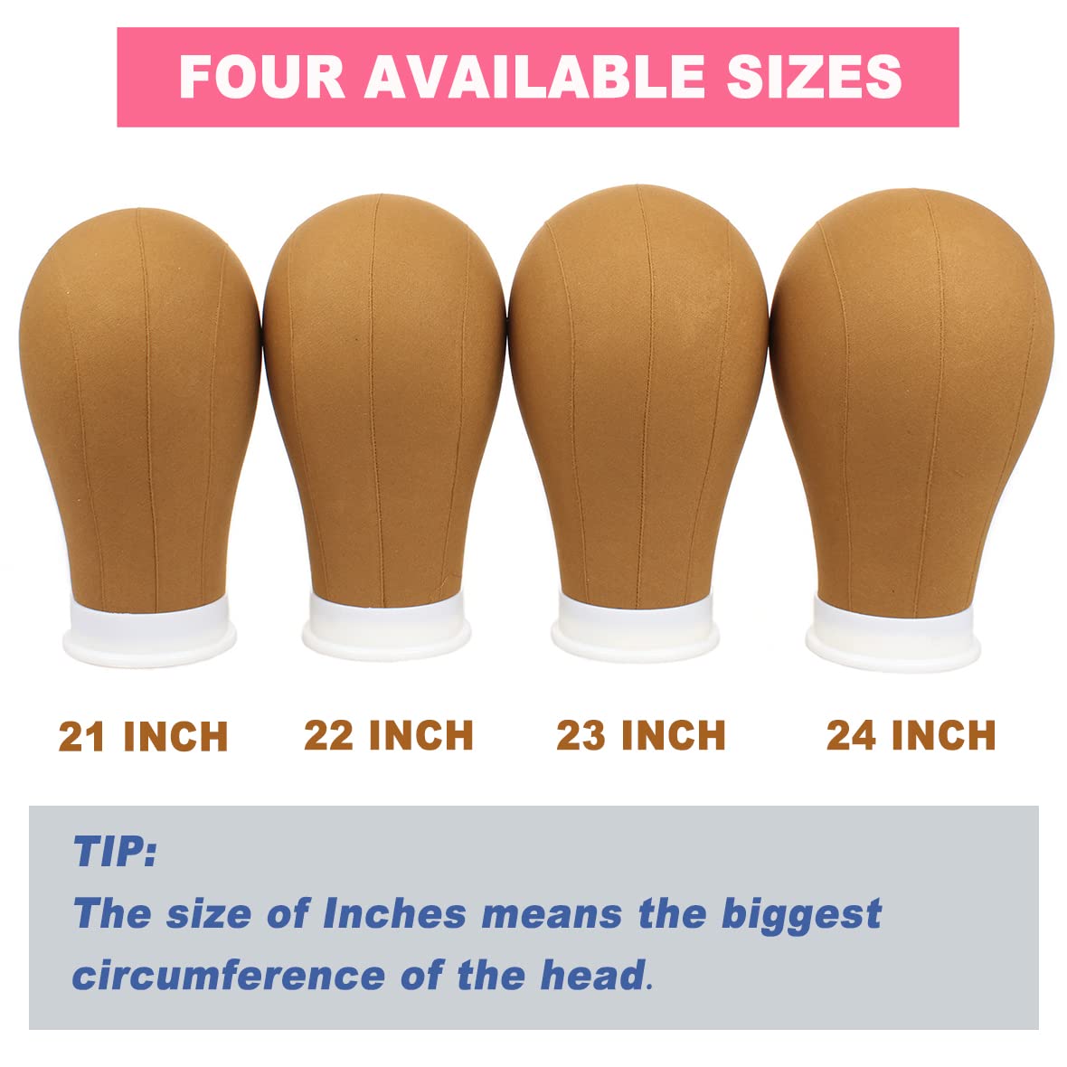 Leeven 21-24 Inch Canvas Block Head for Wig Display Making Styling Brown Poly Wig Head for Wigs Mannequin Head with C Stand, Wig Cap,Hair Clips, T Needle, C Needles 22 Inch