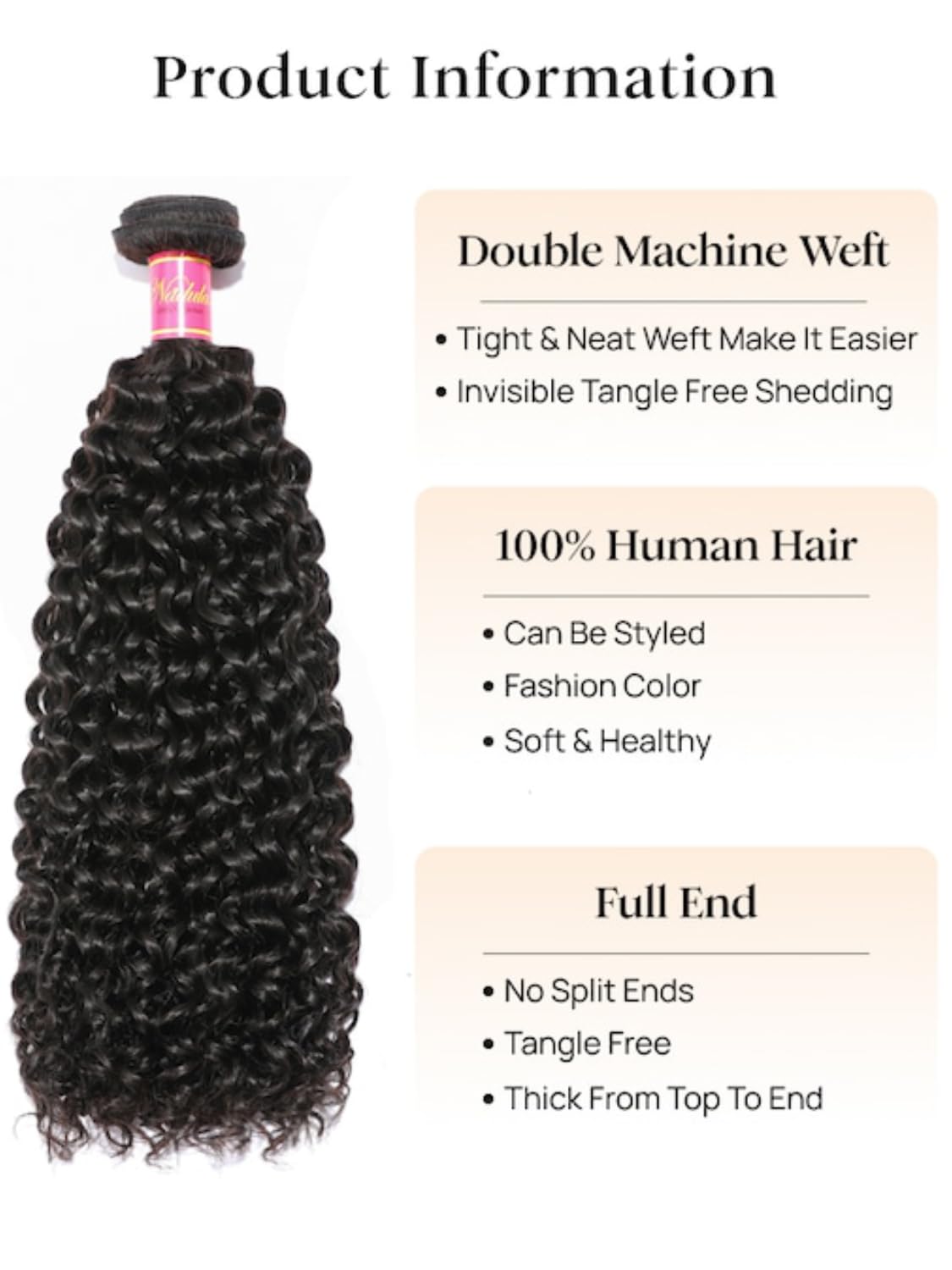 Nadula Hair Malaysian Curly Human Hair Weave 1 Bundles 16 inches, 100% Unprocessed Virgin Jerry Curly Human Hair Weft Extensions for Women Natural Color