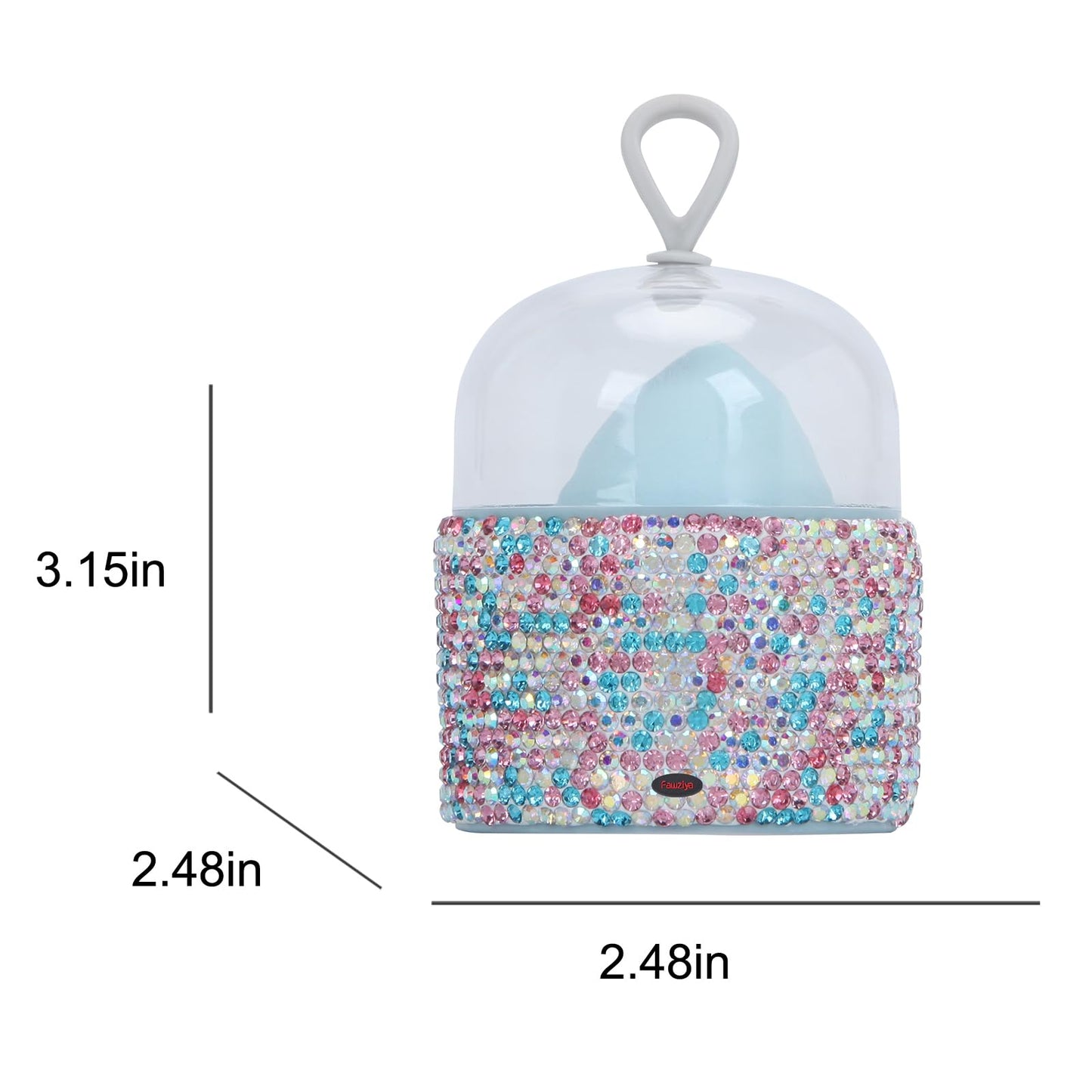 Fawziya Bling Makeup Sponge Holder Rhinestone Puffs And Wedges For Women-AB Lake Blue