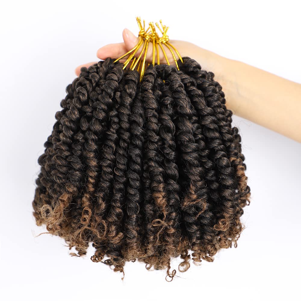 Pre-twisted Passion Twist Crochet Hair Pretwisted Crochet Braids Hair for Black Women Bohemian Pre-looped Braiding Hair Extensions (10 Inch (Pack of 8), 1B/27)