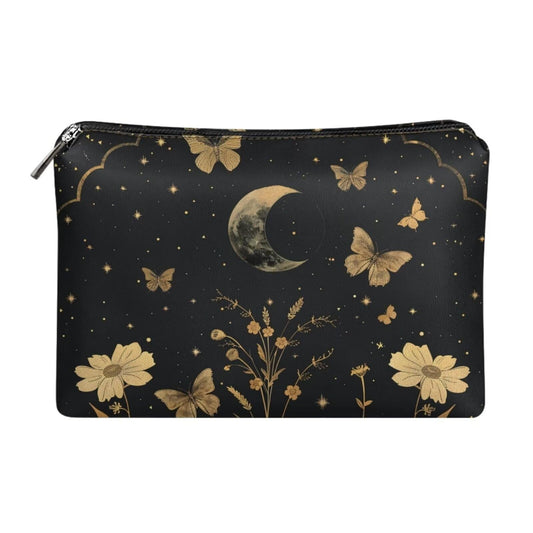 ELEDIZI Goth Moon Star Butterfly Makeup Bag for Purse Toiletry Bag for Women Aesthetic Womens Cosmetic Bag Travel Waterproof Skincare Bag with Zipper Travel Accessories for Women Carry On