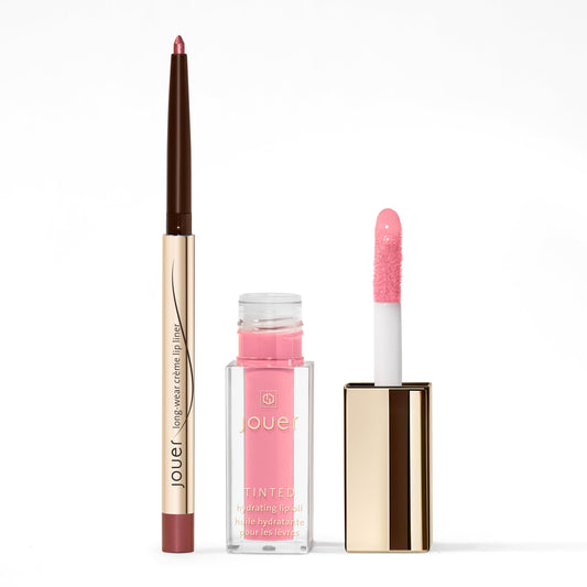 Jouer Rose Shimmer Lip Liner & Tinted Lip Oil Bundle (Belle)