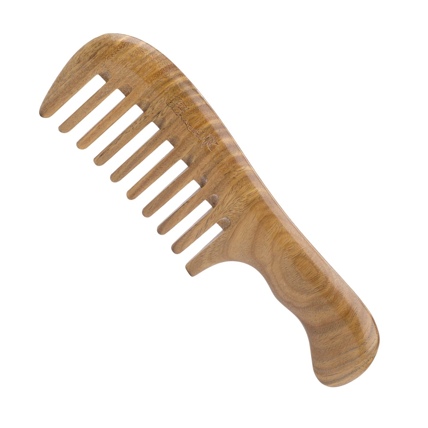 Breezelike Sandalwood Hair Comb - Natural One Piece Wooden Wide Tooth Comb - No Static Seamless Wood Comb for Detangling