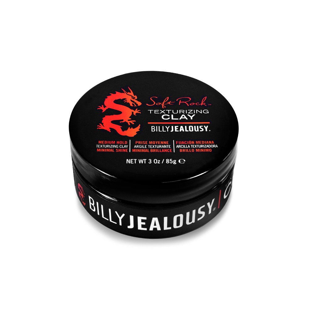 Billy Jealousy Soft Rock Texturizing Clay, Medium Hold, Light Shine, Water Soluble Hair Styling Product for Men with Jasmine, Amber, Black Pepper & Sandalwood Scent