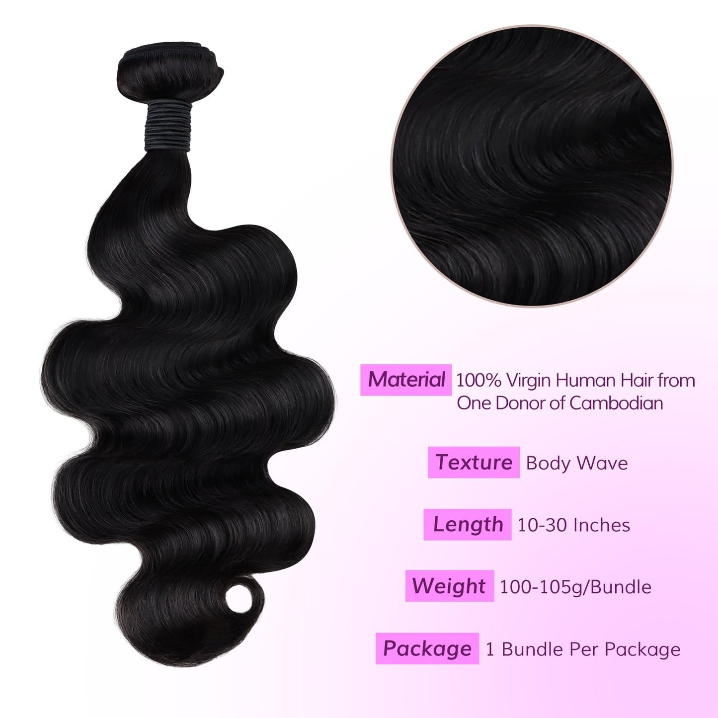 IDN BEAUTY 15A Cambodian Raw Human Hair Bundles Natural Black Weave Bundles Unprocessed Raw Hair Bundles Double Weft Full-Length Strands Full Thick Ends BW Human Hair 16 Inch