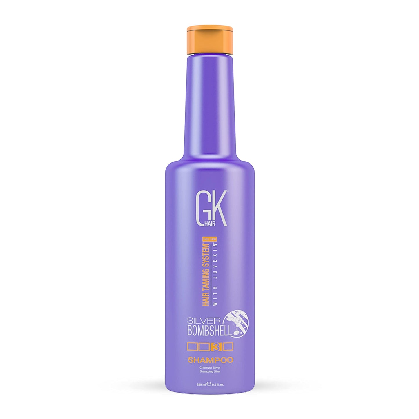 GK HAIR Global Keratin Purple Shampoo/Toner Silver Bombshell 280ml I Leave In Bombshell Cream (100ml/ 3.4 fl. oz)