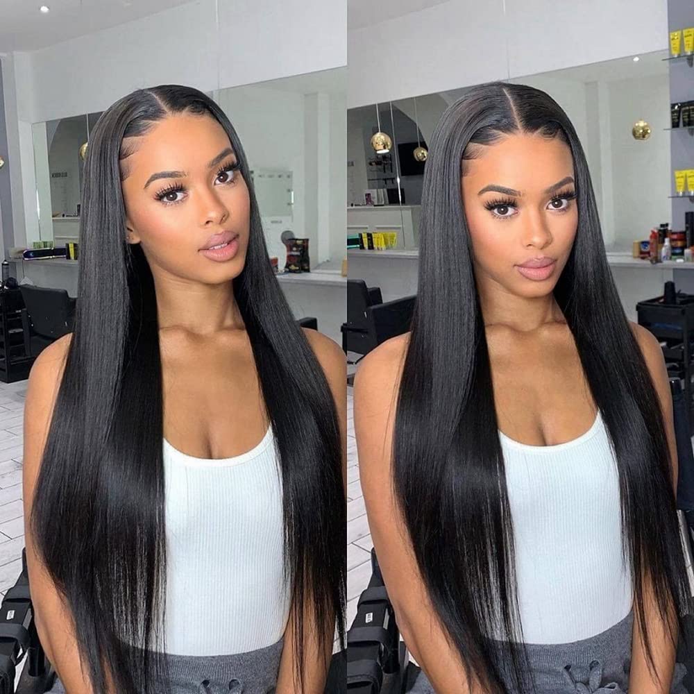 Cheap 5X5 hd Lace Closure Human Hair HD Transparent Lace Closure 5X5 Straight 100% Unprocessed Brazilian Human Hair Closure For Black Women Pre Plucked With Baby Hair Free Part Natural Color 20 Inch