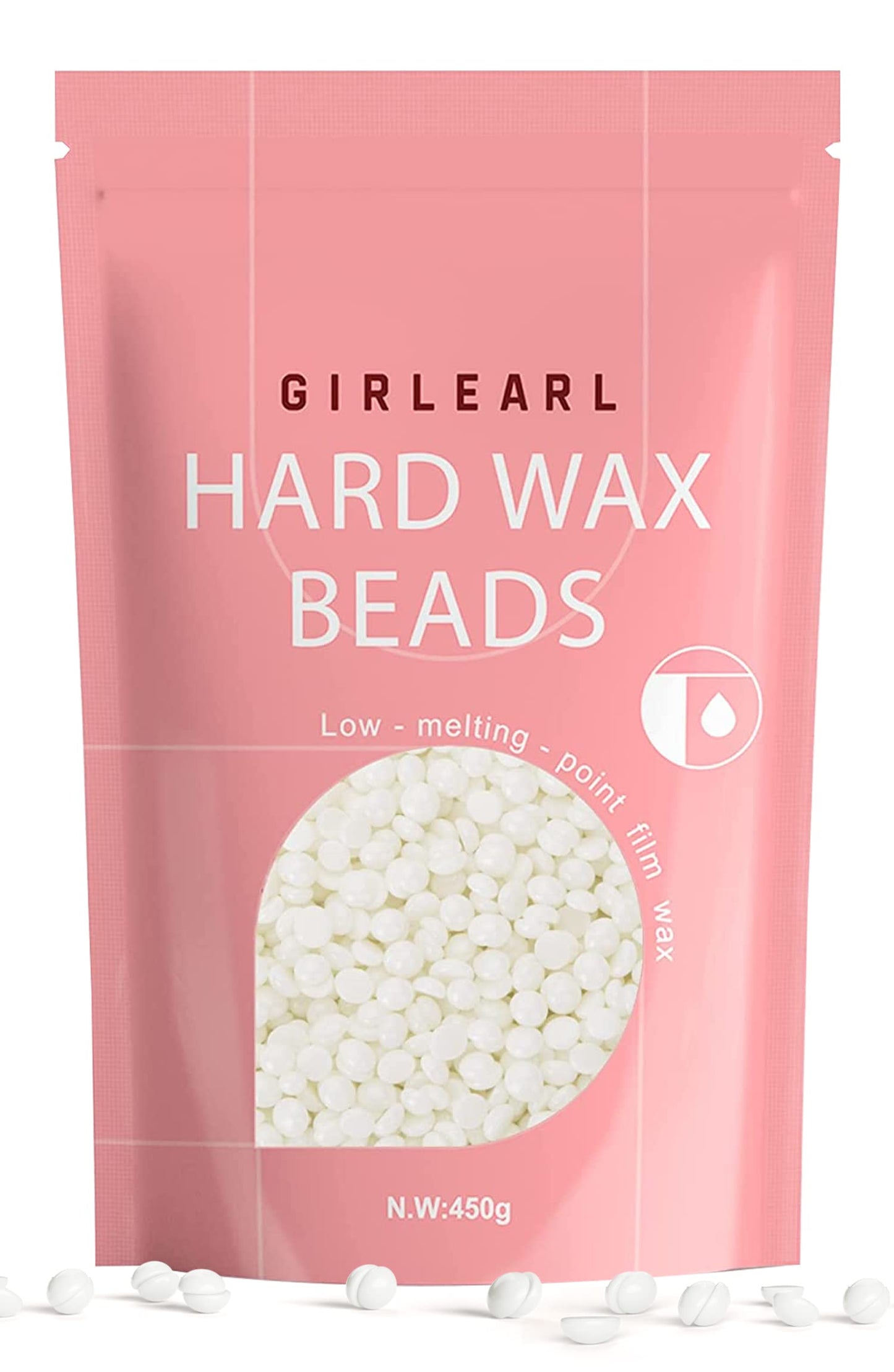 GIRLEARLE 1lb Wax Beads for Hair Removal - Unscented Hard Wax Beads Refill for Professional Full Body Waxing - Ideal for Facial, Brazilian Bikini, Legs, and Underarms at Home for Women and Men (White)