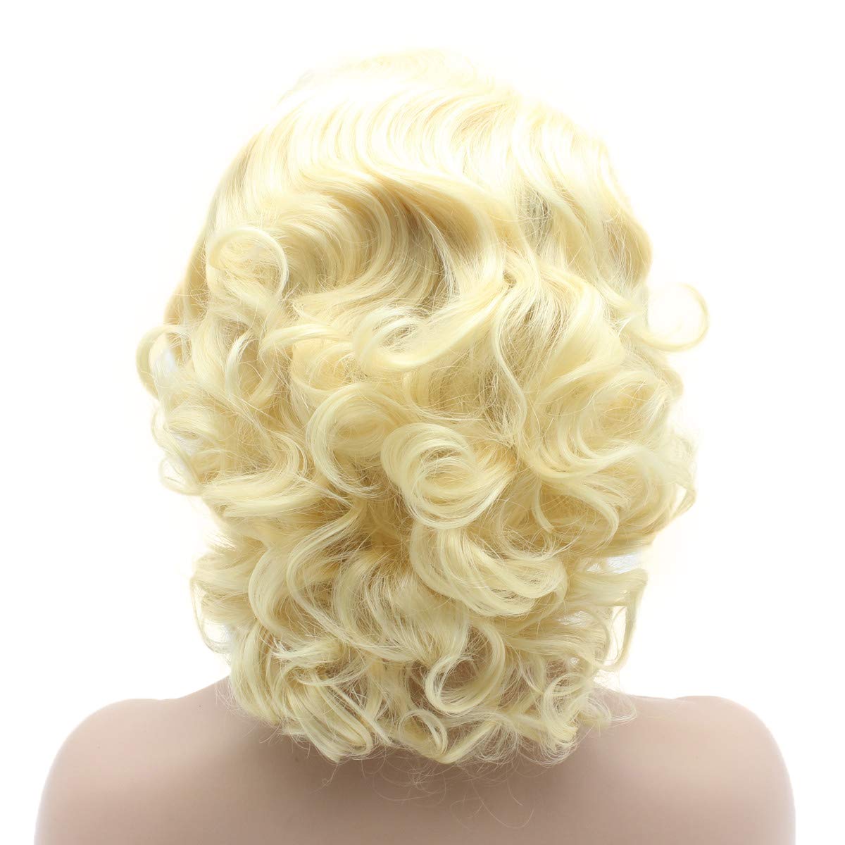 Lushy Wavy Short Light Blonde Wig Heavy Density Heat Resistant Synthetic Lace Front Wig